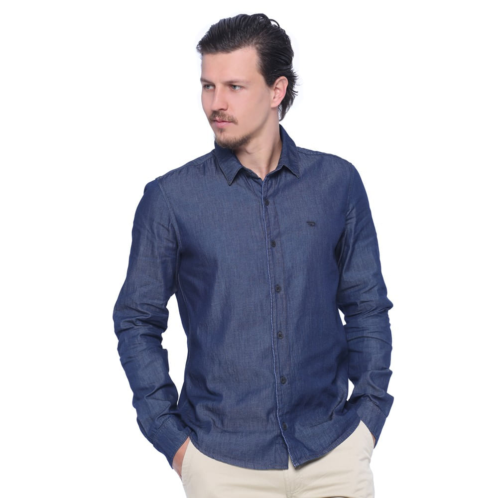 Camisa Jeans Feminina Ajustada Destroyed - DZ11123
