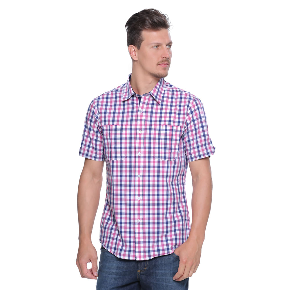 Camisa Xadrez Manga Curta Masculina - Damyller