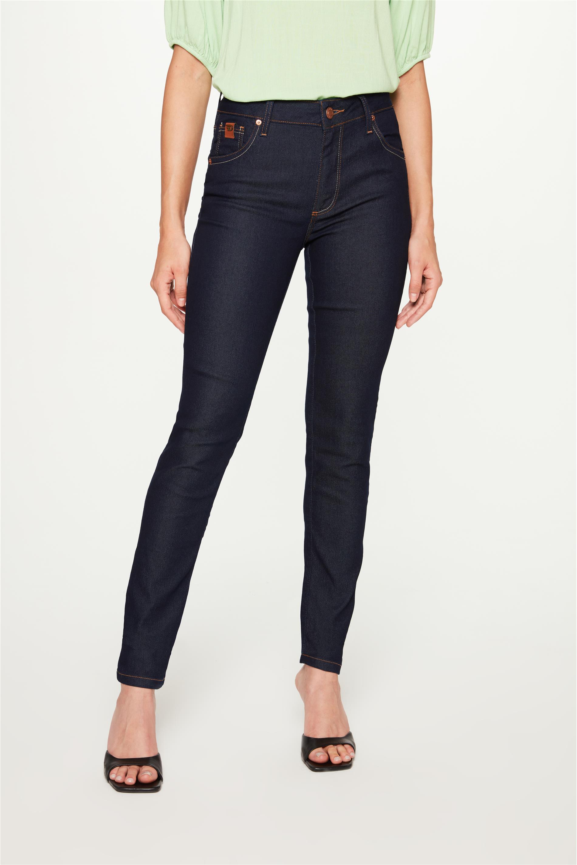 Calça Jeans Escura Jegging Cintura Alta