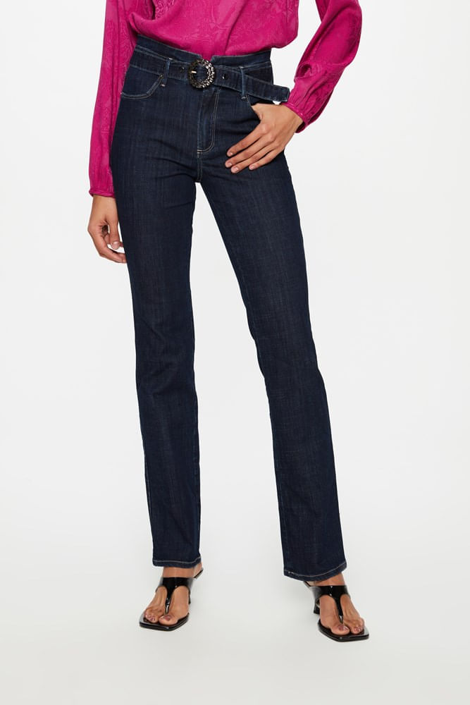 Calça Jeans Escura Reta com Cinto G4 C2
