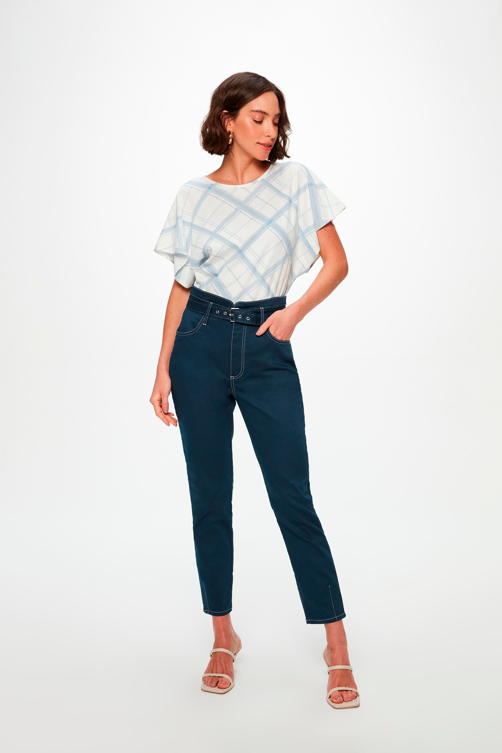 Calça de Sarja Azul Clochard Cropped G5