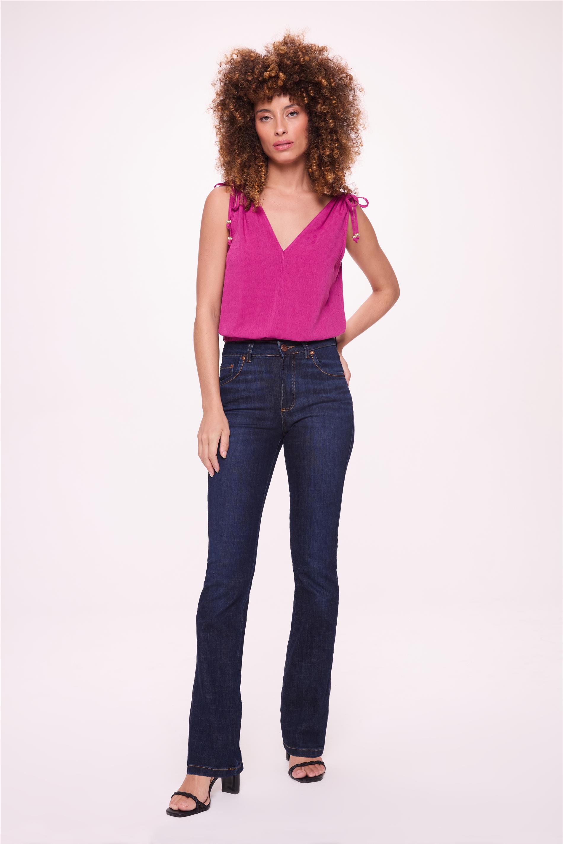Calça Jeans Escura Reta Feminina G4 C2
