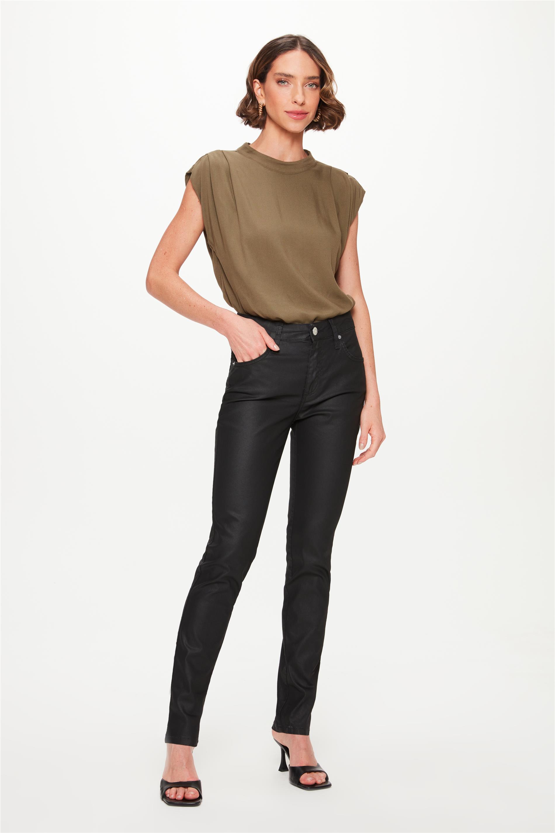 Calça Skinny Resinada Cintura Alta C1