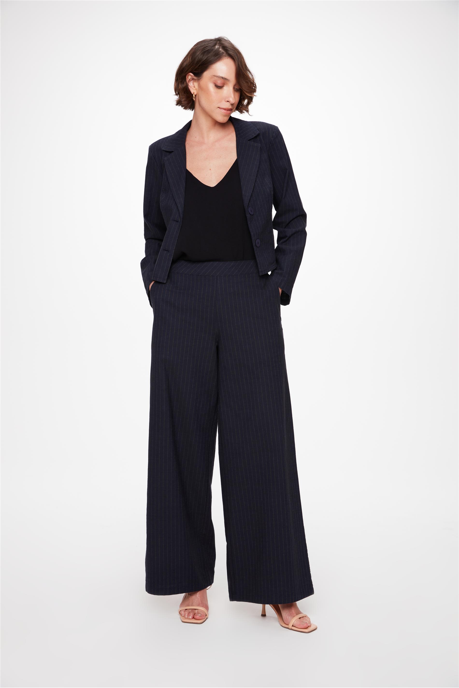 Calça Pantalona Risca de Giz G4