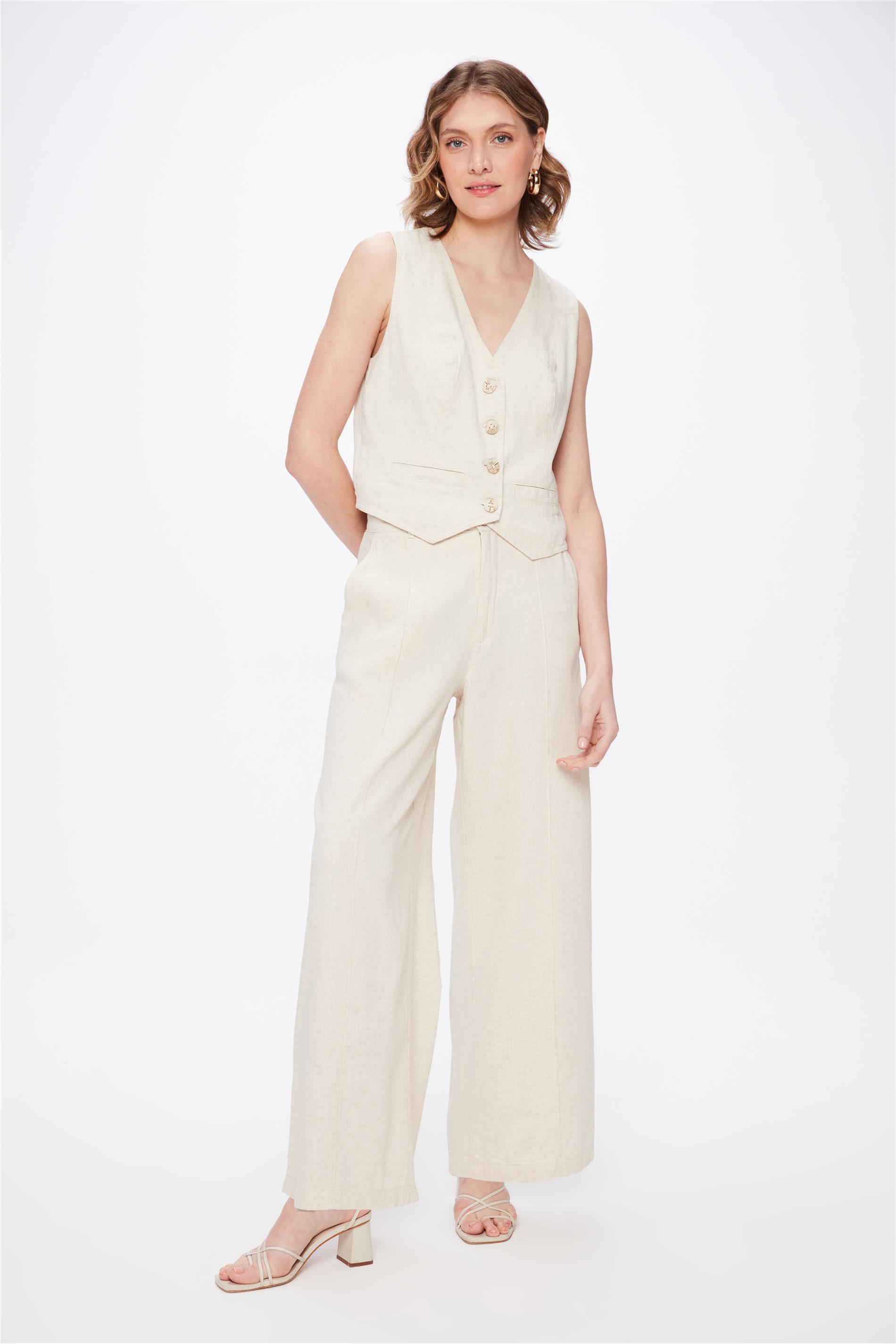 Calça Pantalona de Linho G4 C1