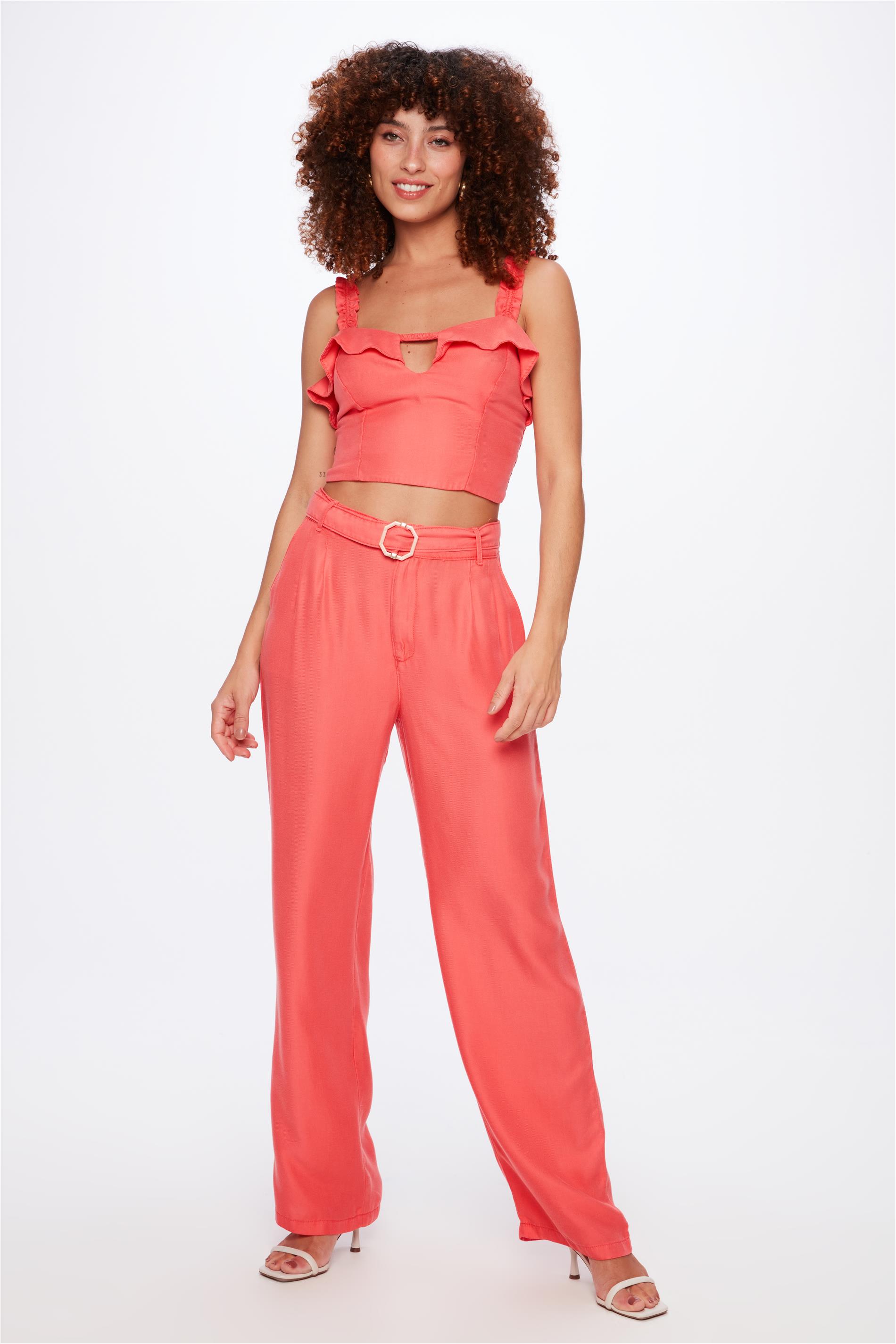 Calça Solta com Cinto G4 C1 Feminina