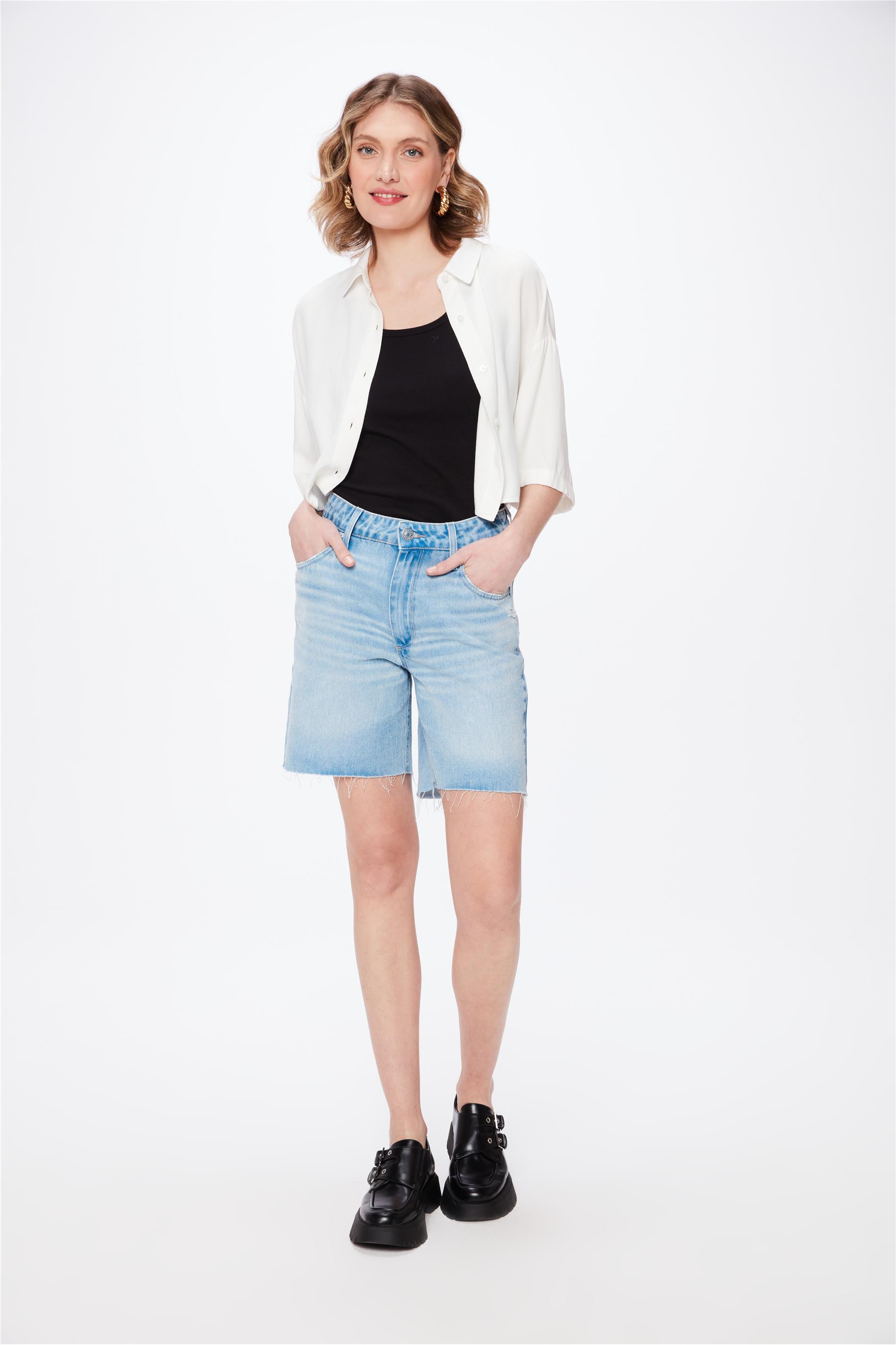 Bermuda Jeans Clara Solta Desfiada