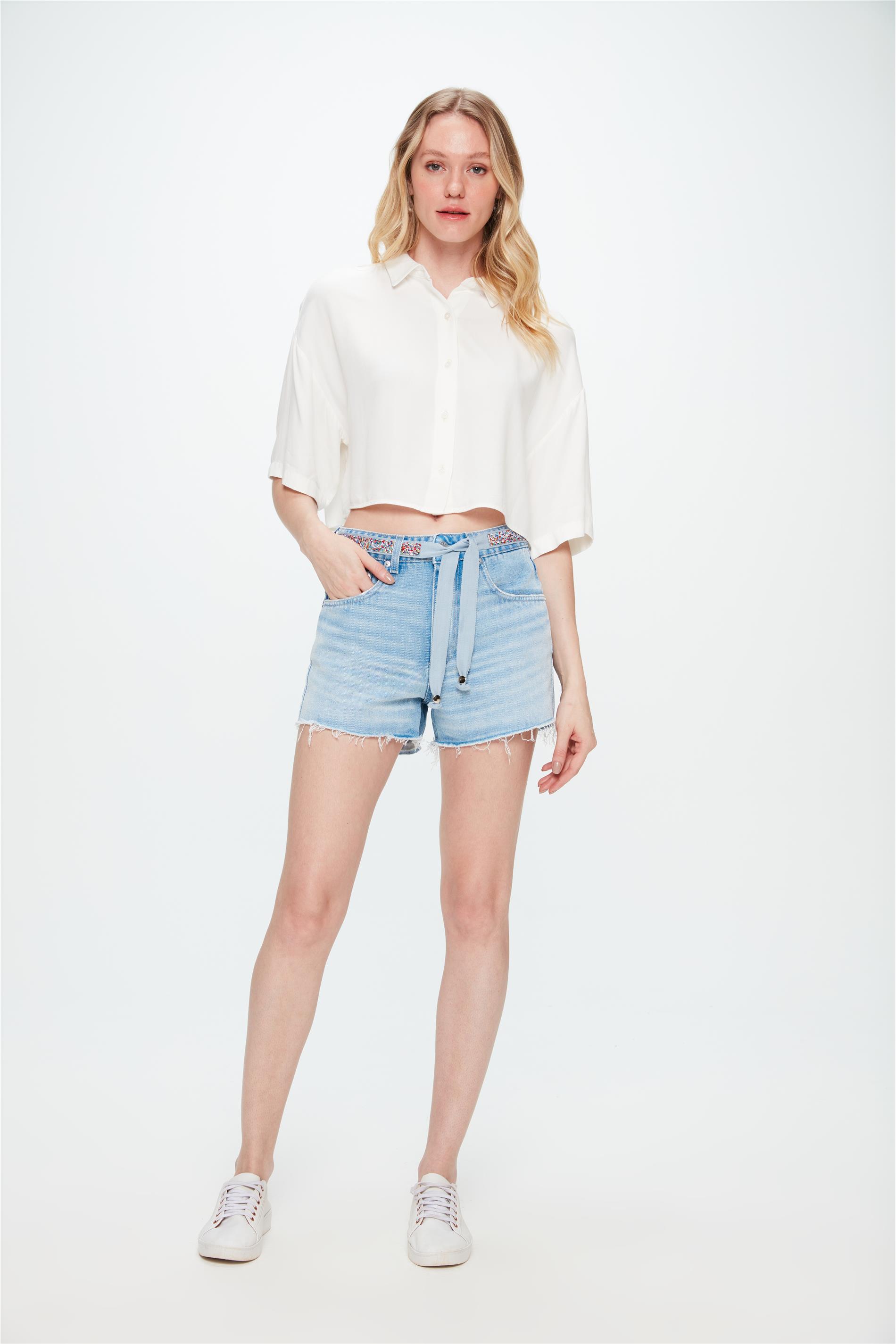 Short Mom G5 Mini Desfiado com Cinto