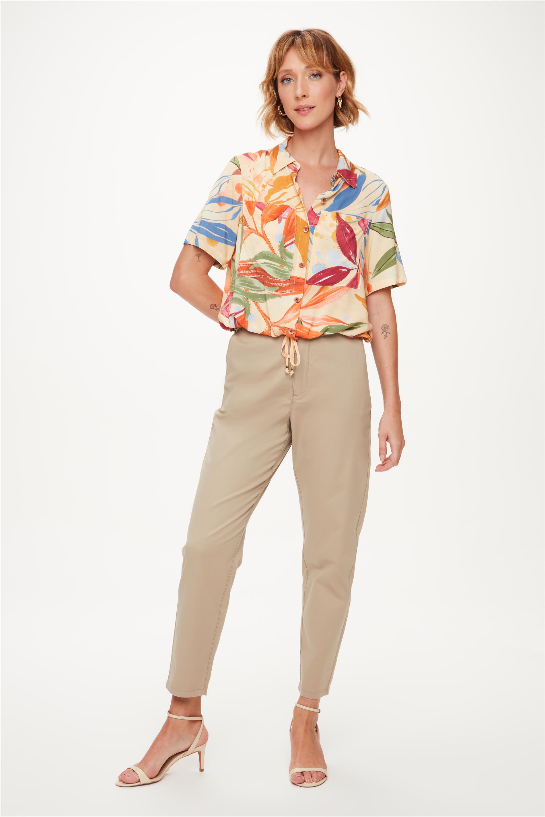 Calça Clochard Cintura Alta Cropped