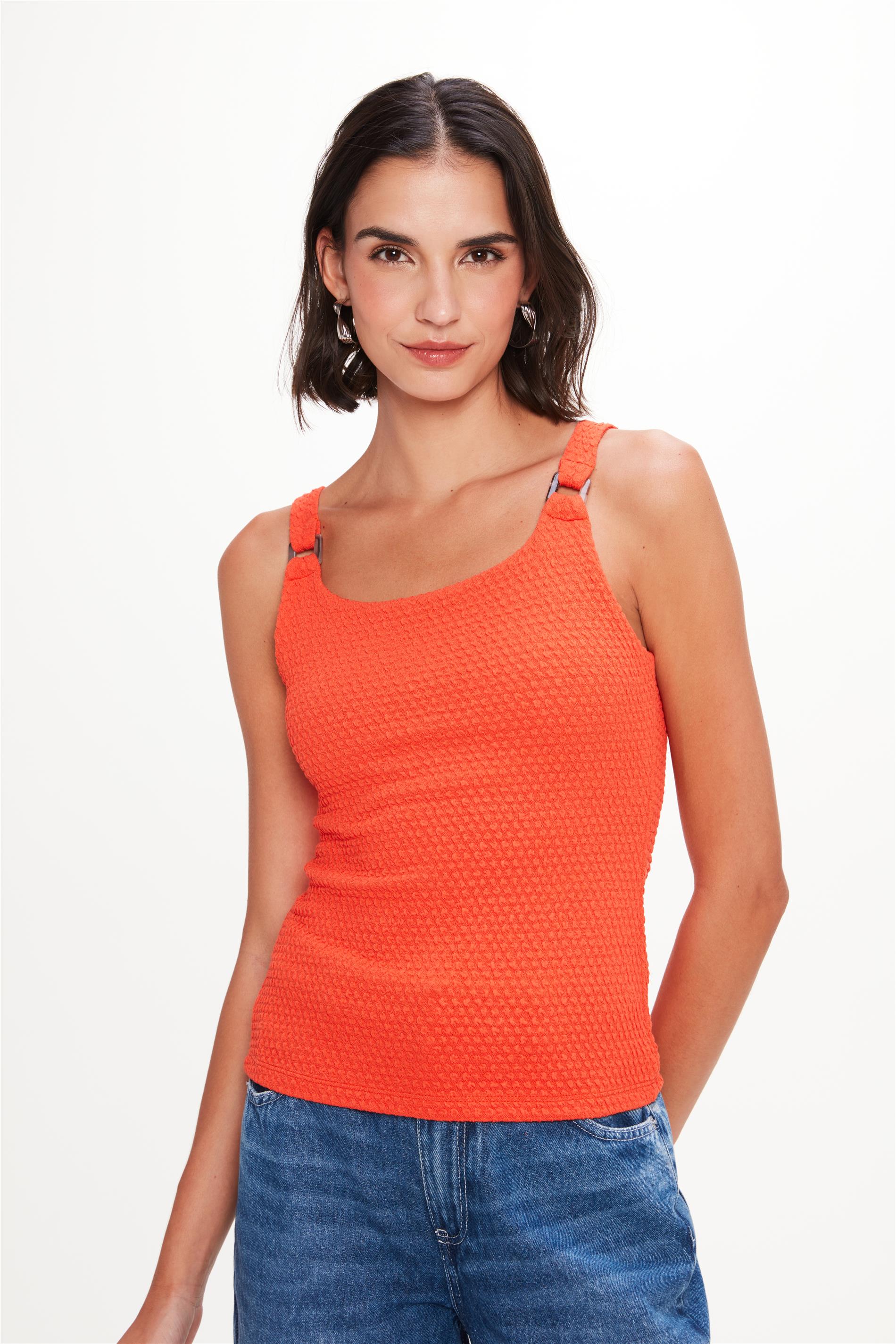 Blusa de Alças em Malha Texturizada