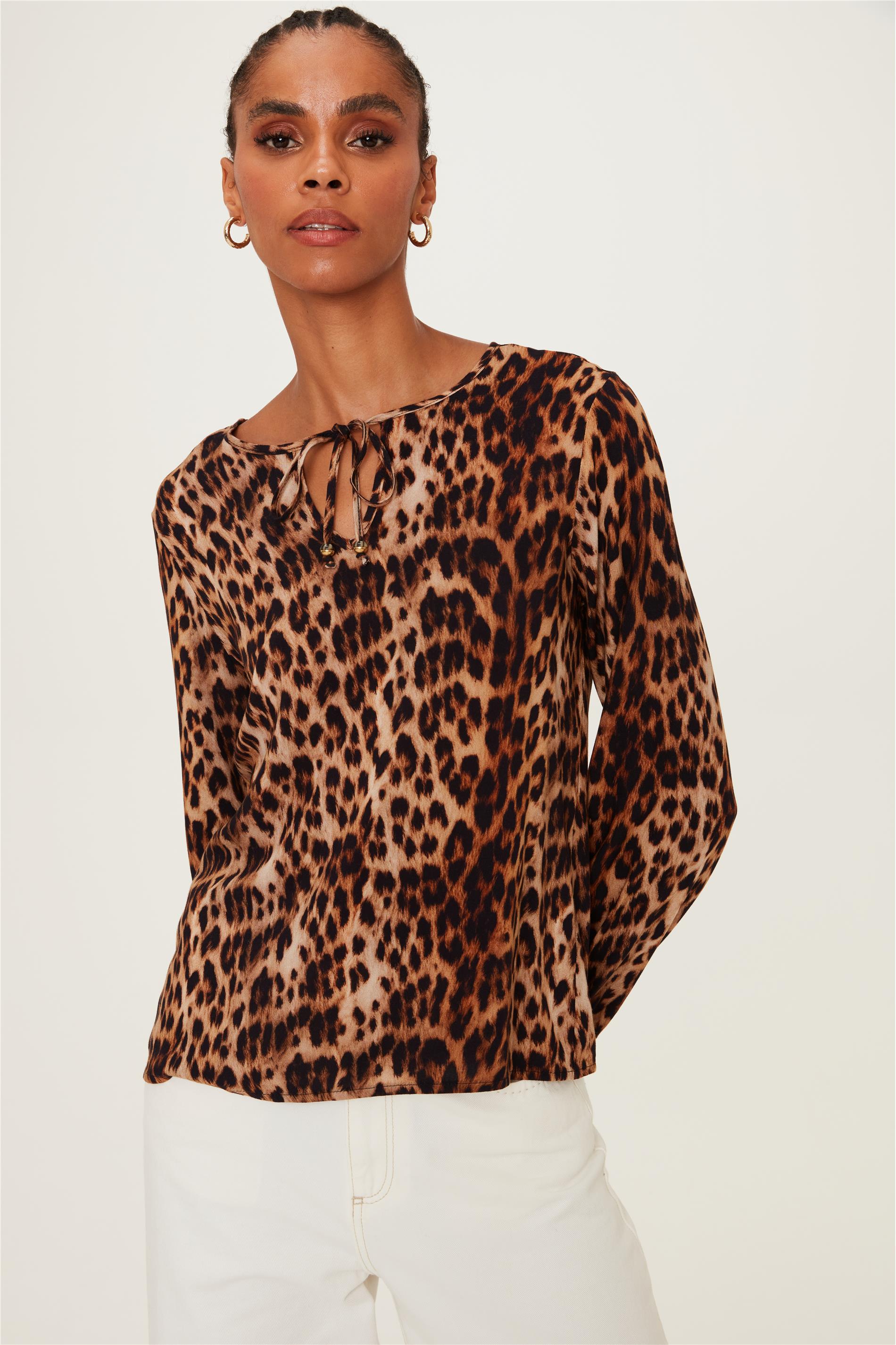 Blusa com Manga Longa Animal Print