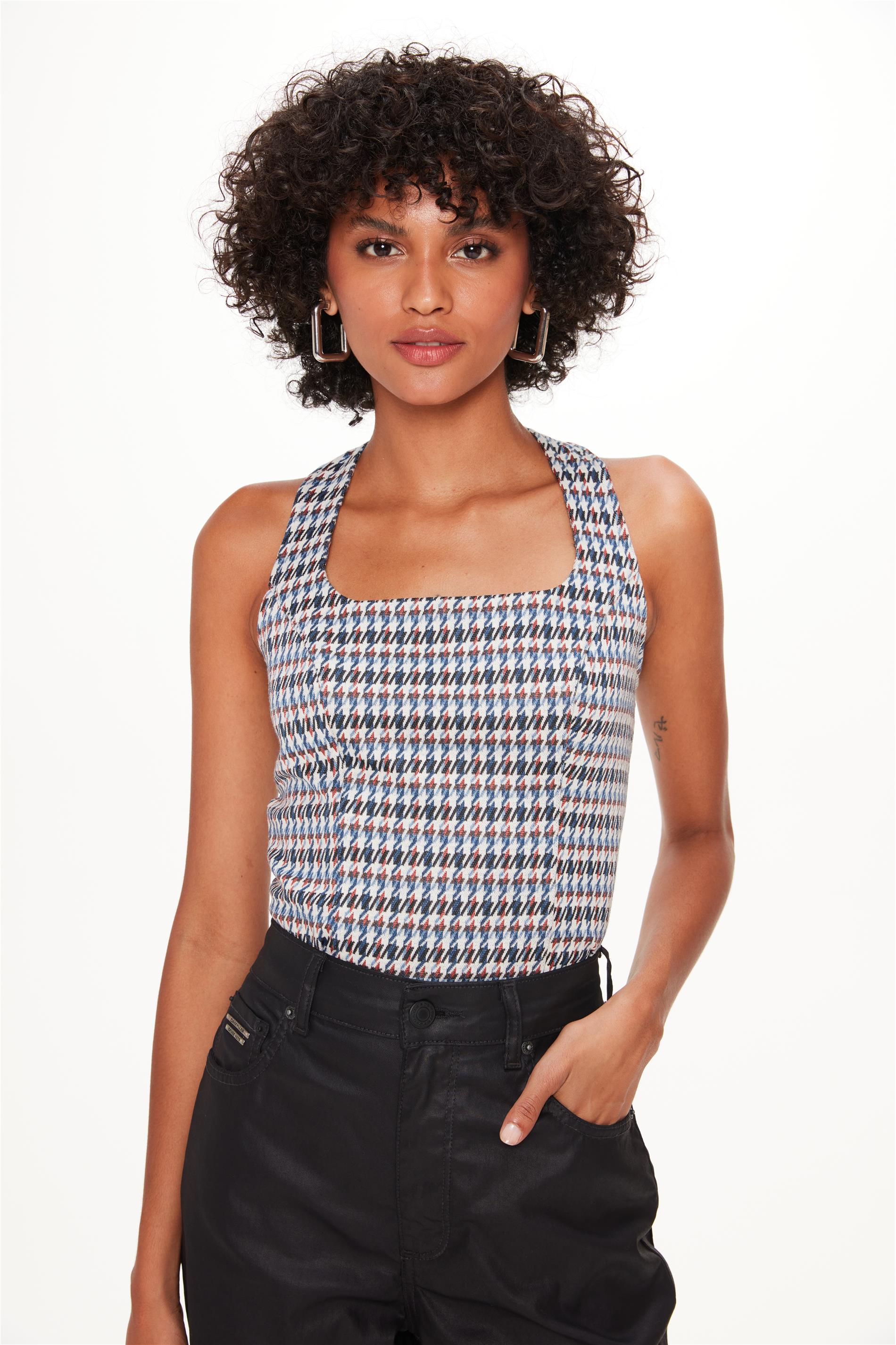 Blusa em Pied de Poule Color