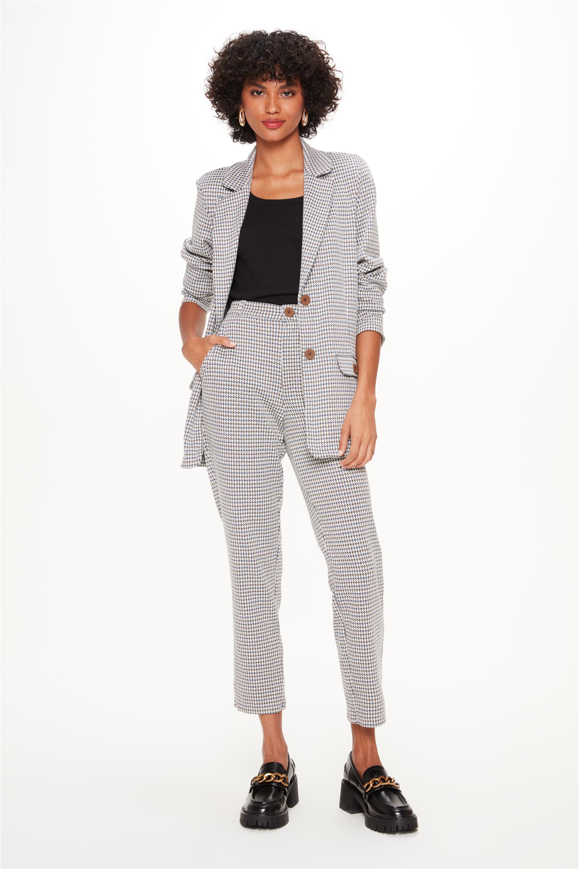 Calça Slim G4 Estampa Pied de Poule