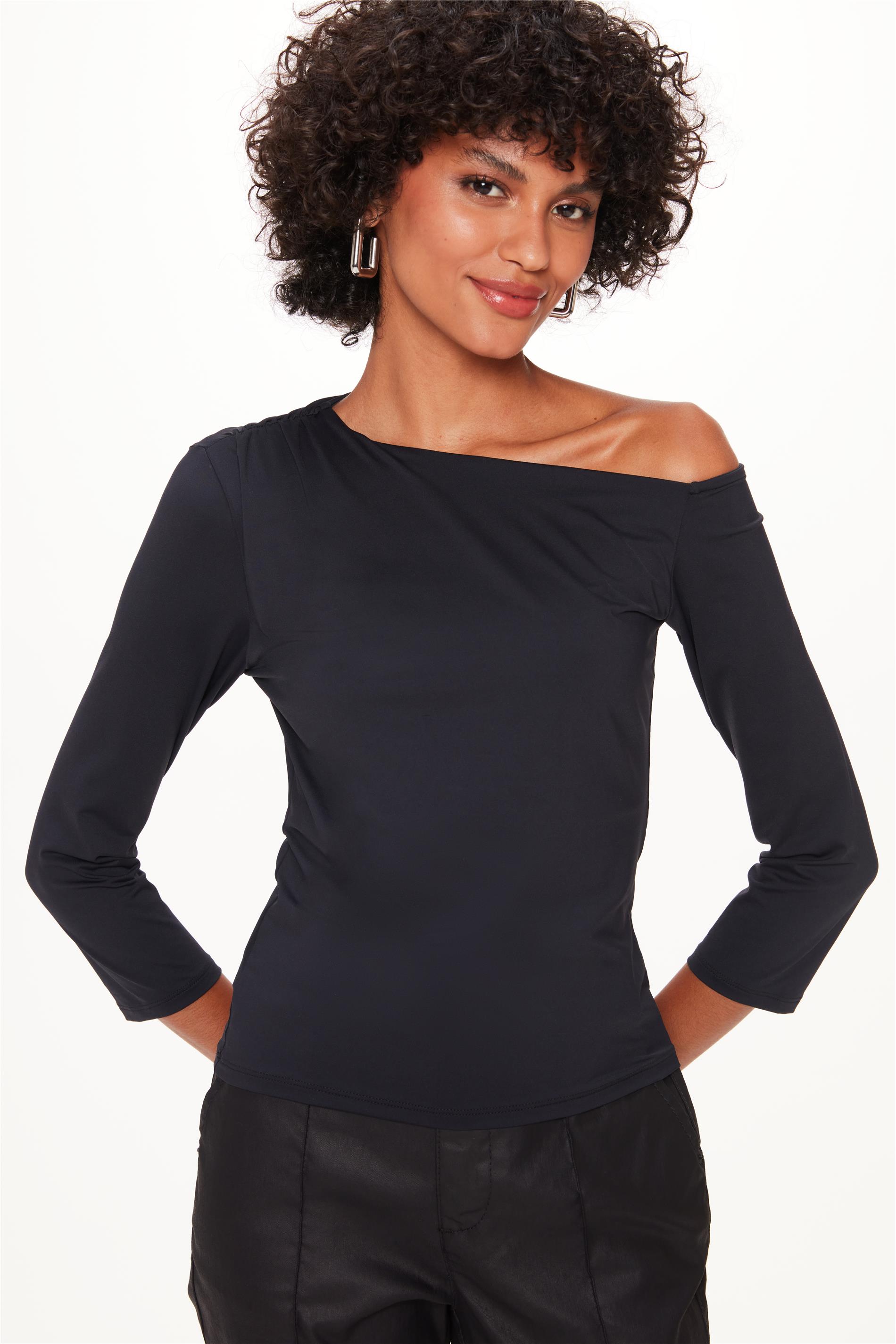 Blusa Franzida de Poliamida e Elastano