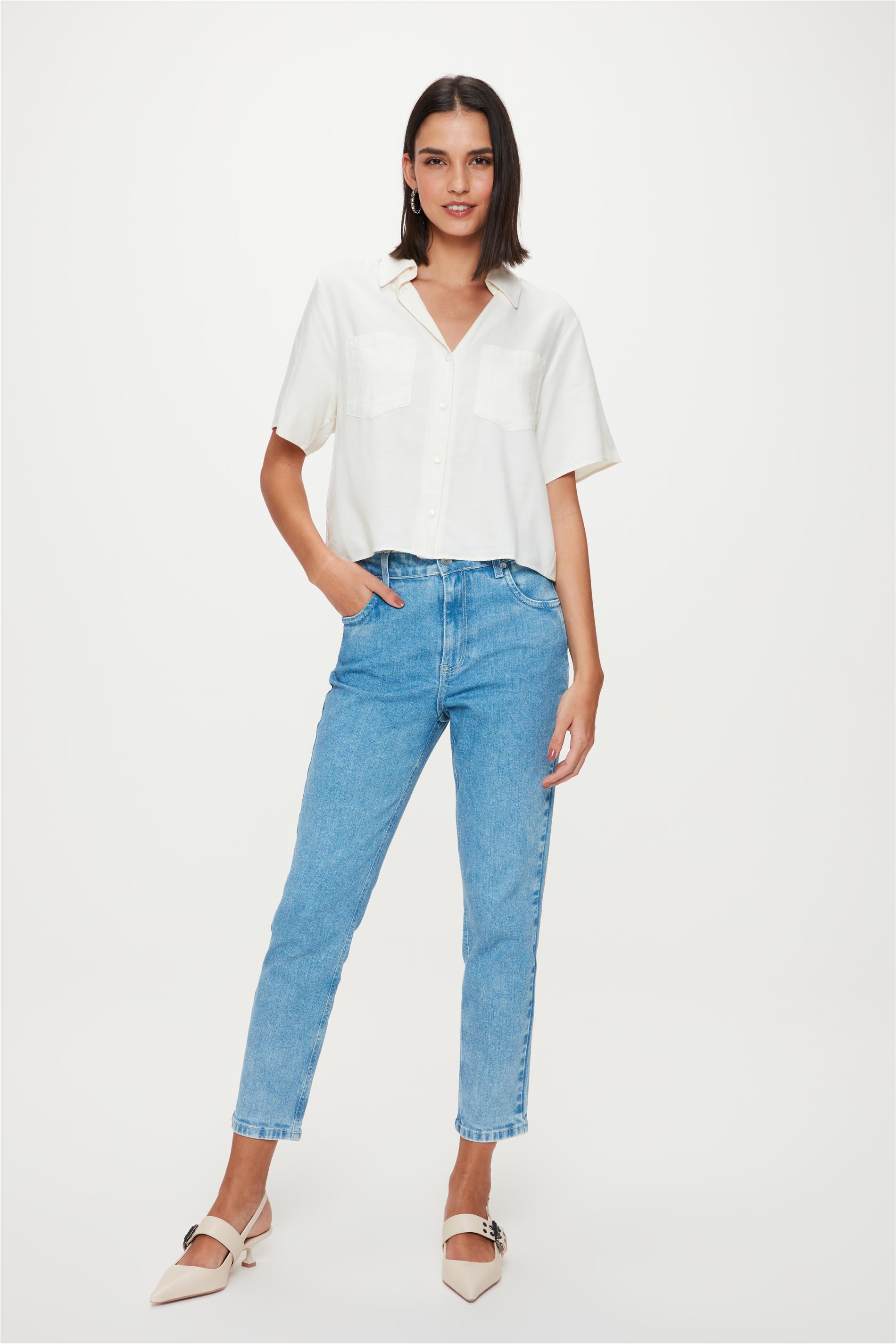 Calça Jeans Slim G4 Cropped Azul Médio