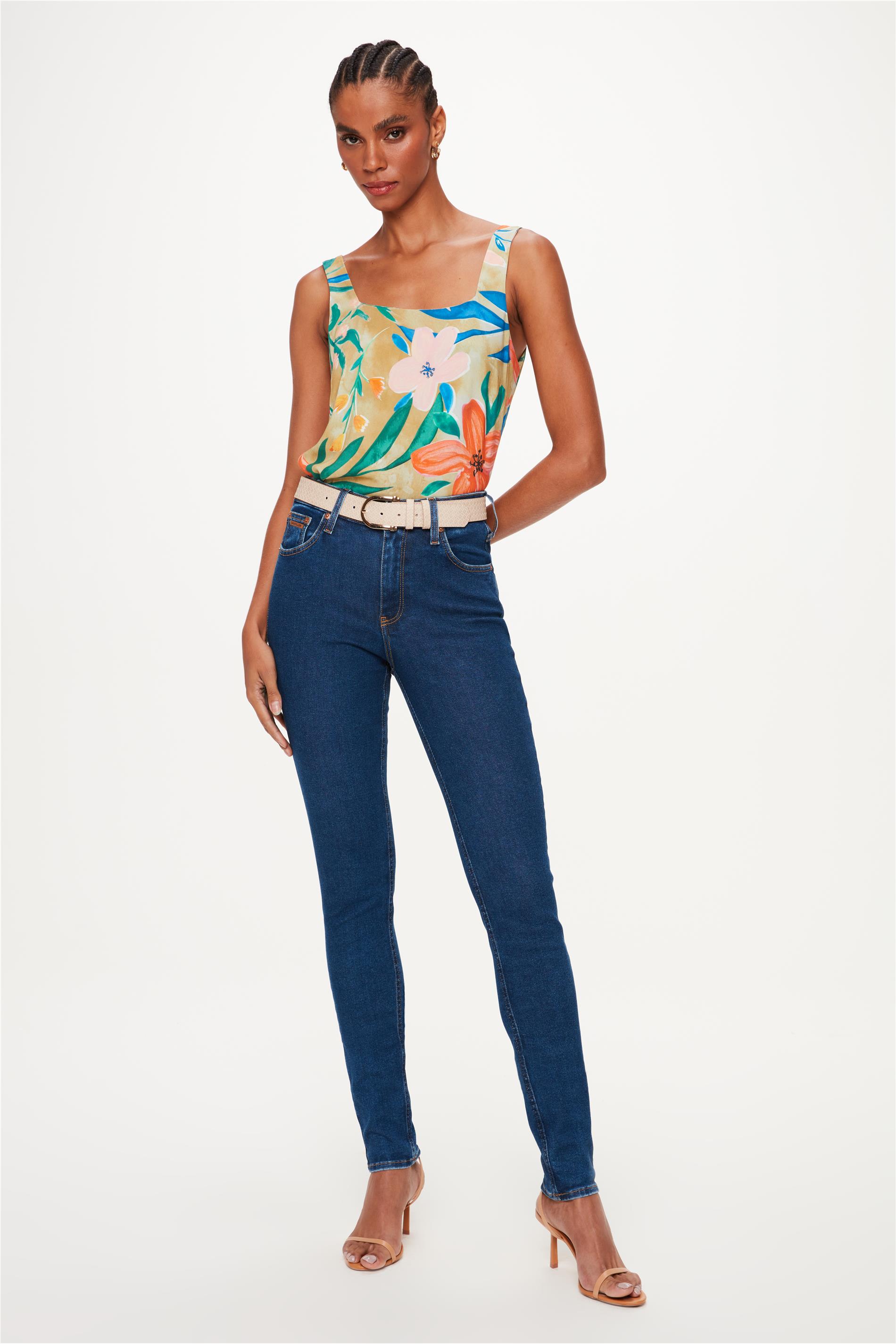 Calça Jeans Skinny Justa com Elastano