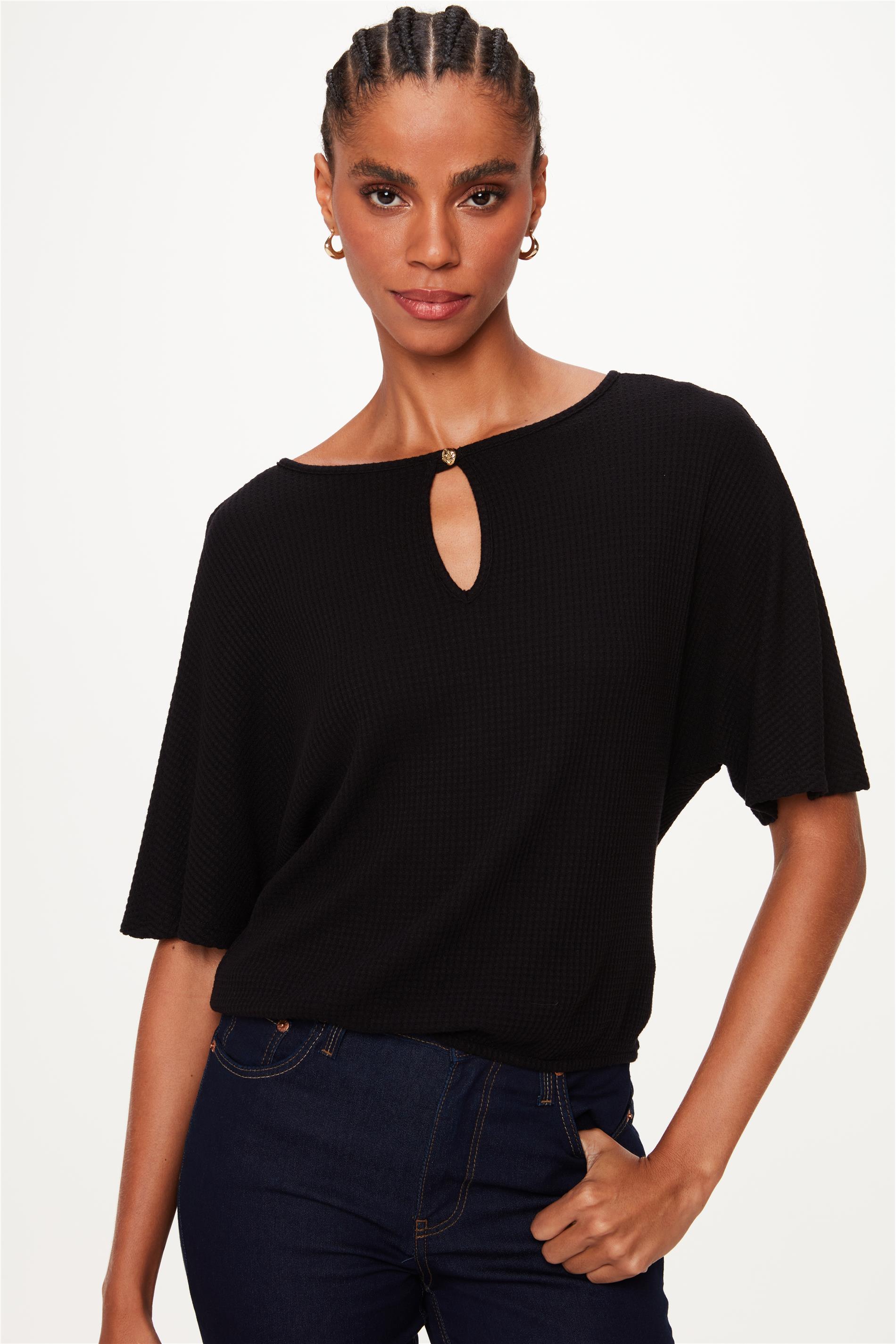 Blusa de Viscose com Elástico na Barra