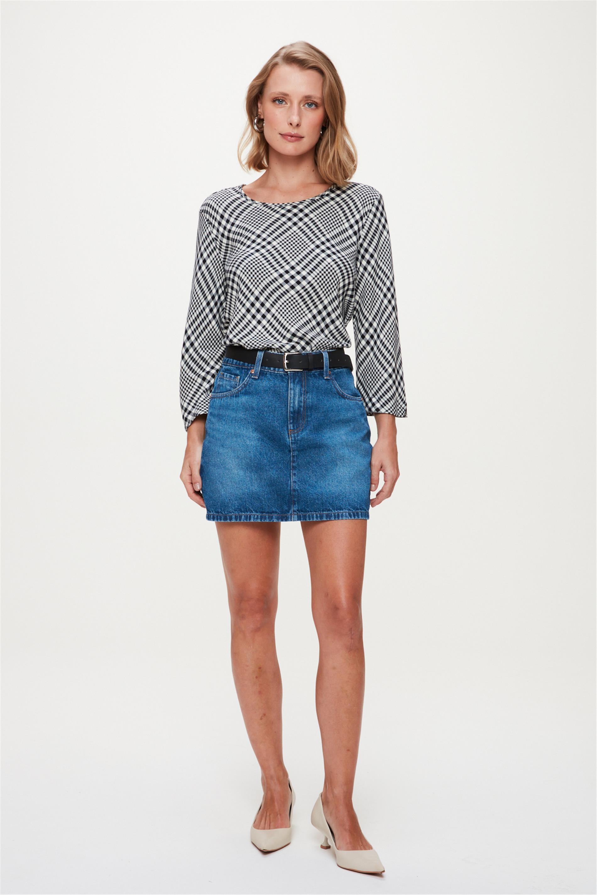 Saia Jeans Mini Azul Médio