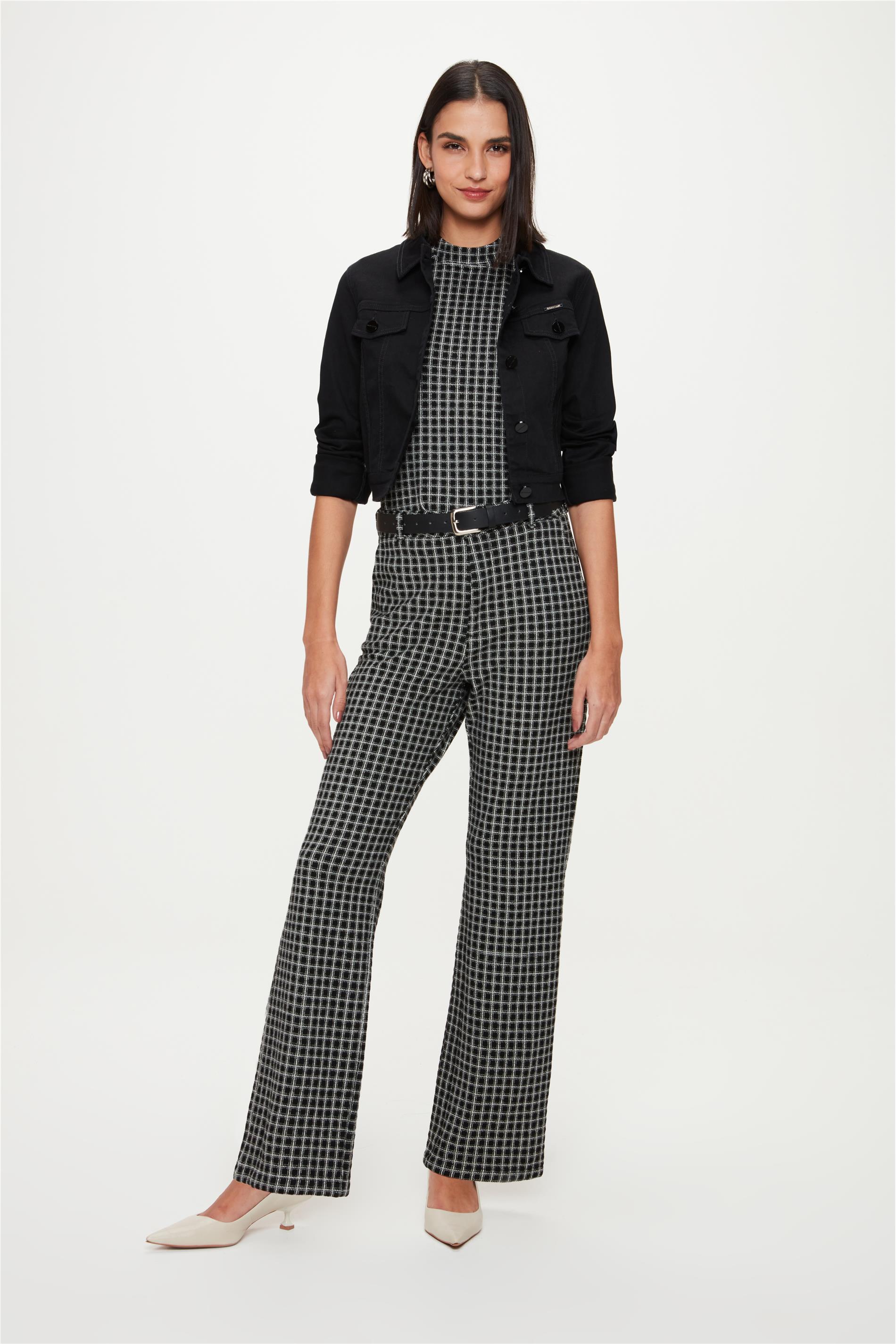 Calça Estampa Xadrez Grid Bicolor G5 C1