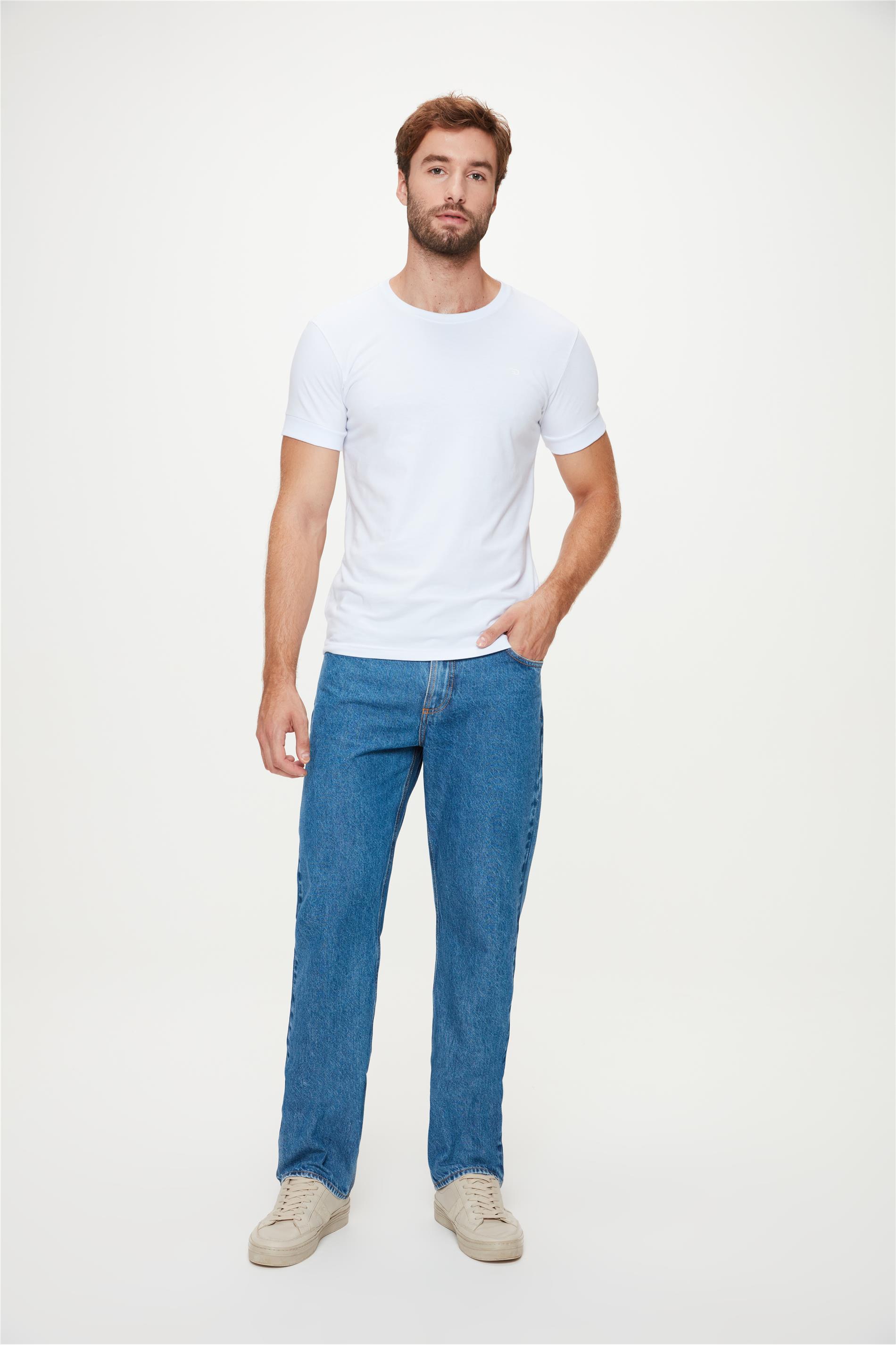 Calça Jeans Masculina Reta 100% Algodão