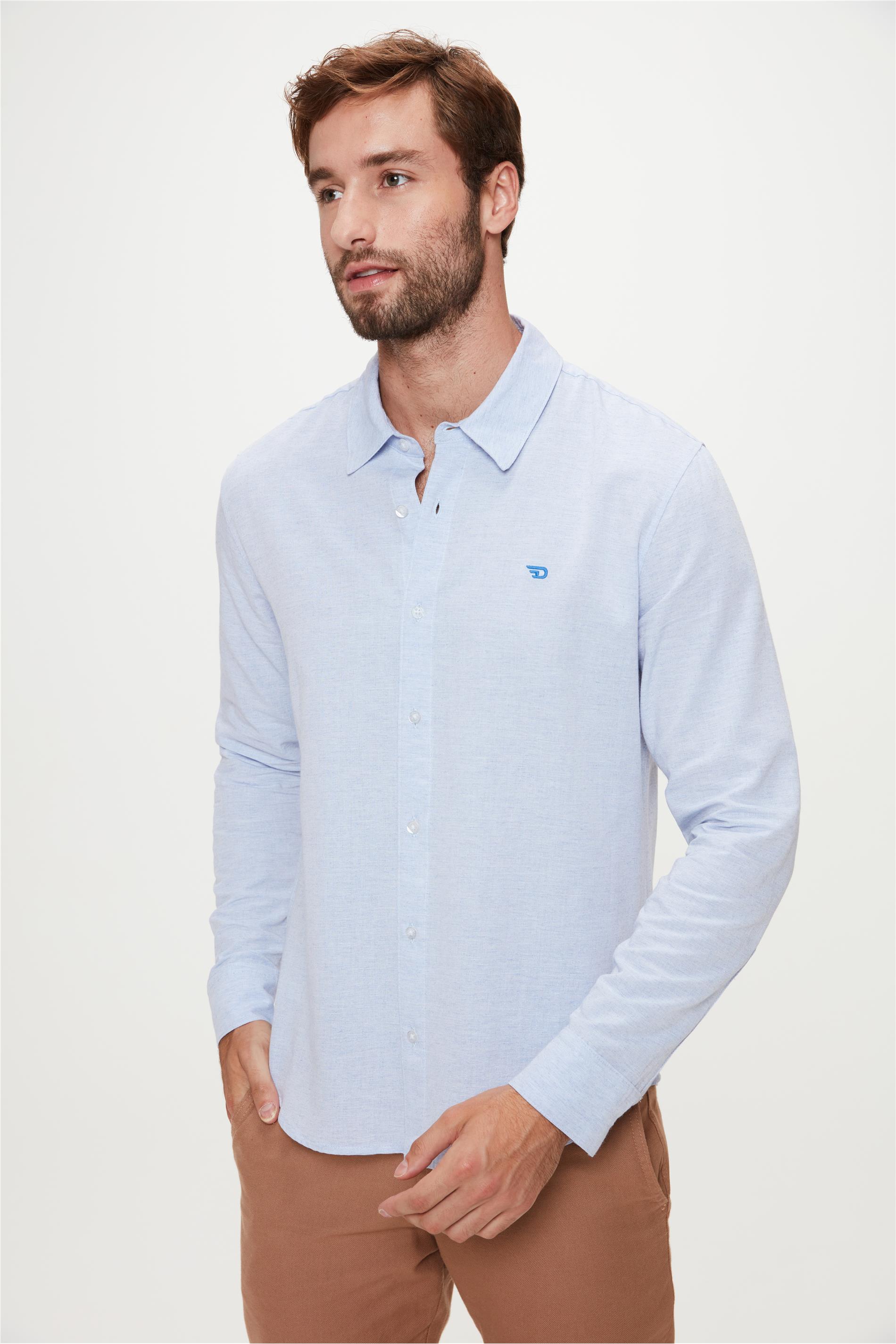Camisa Masculina Comfort com Textura