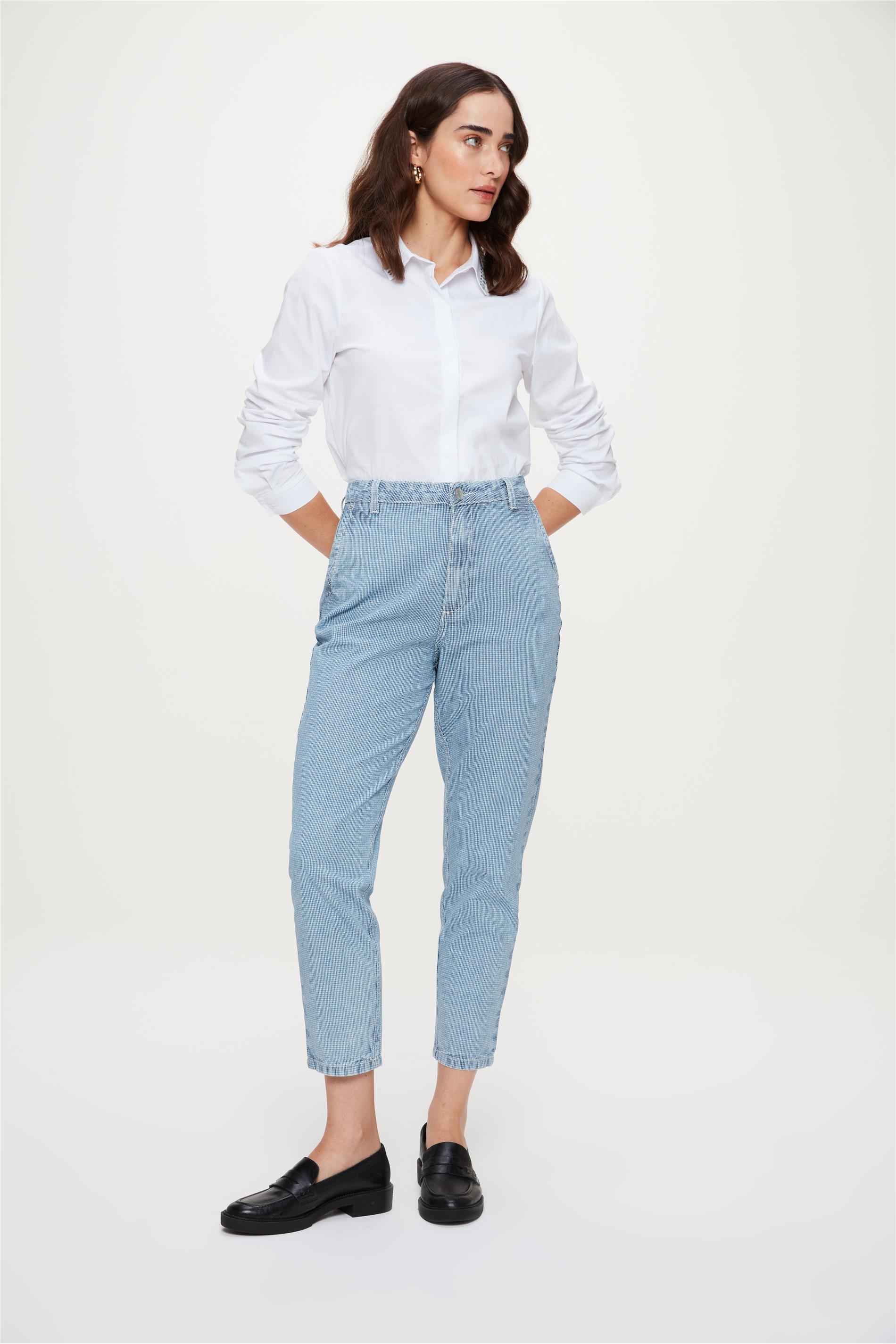 Calça Jeans Slim G5 Cropped Mini Xadrez