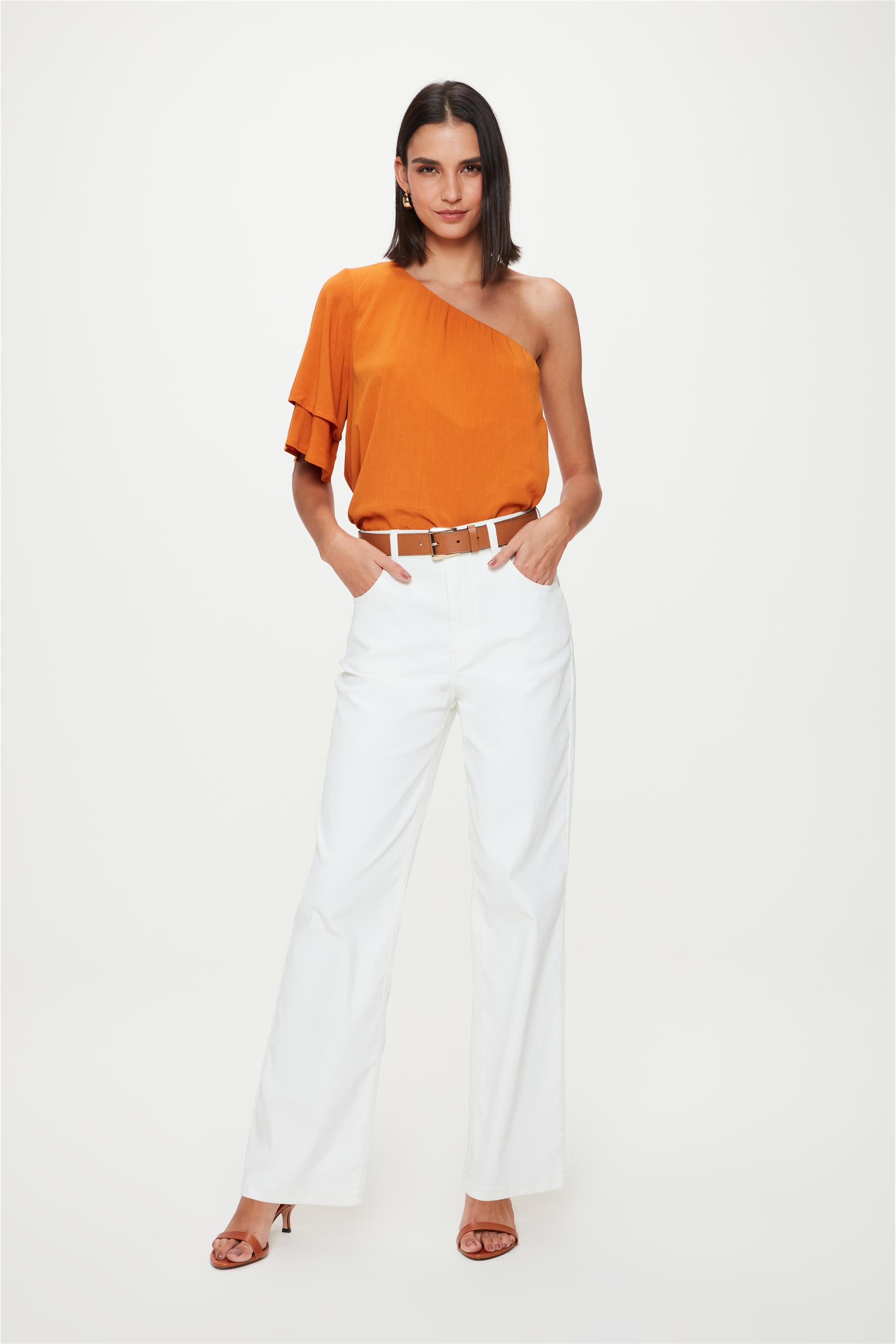Calça Wide Leg de Sarja G5 C1 Resinada