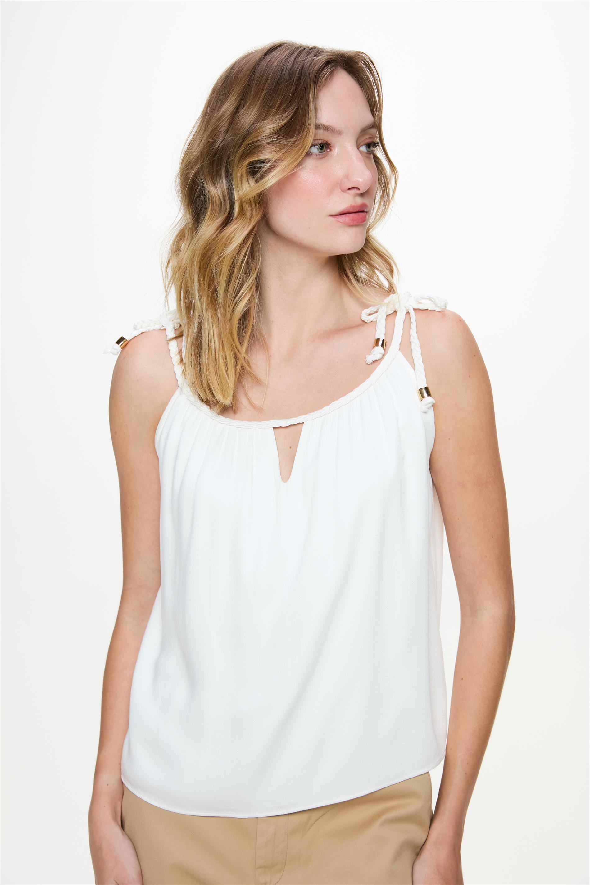 Blusa de Viscose com Alças Amarradas