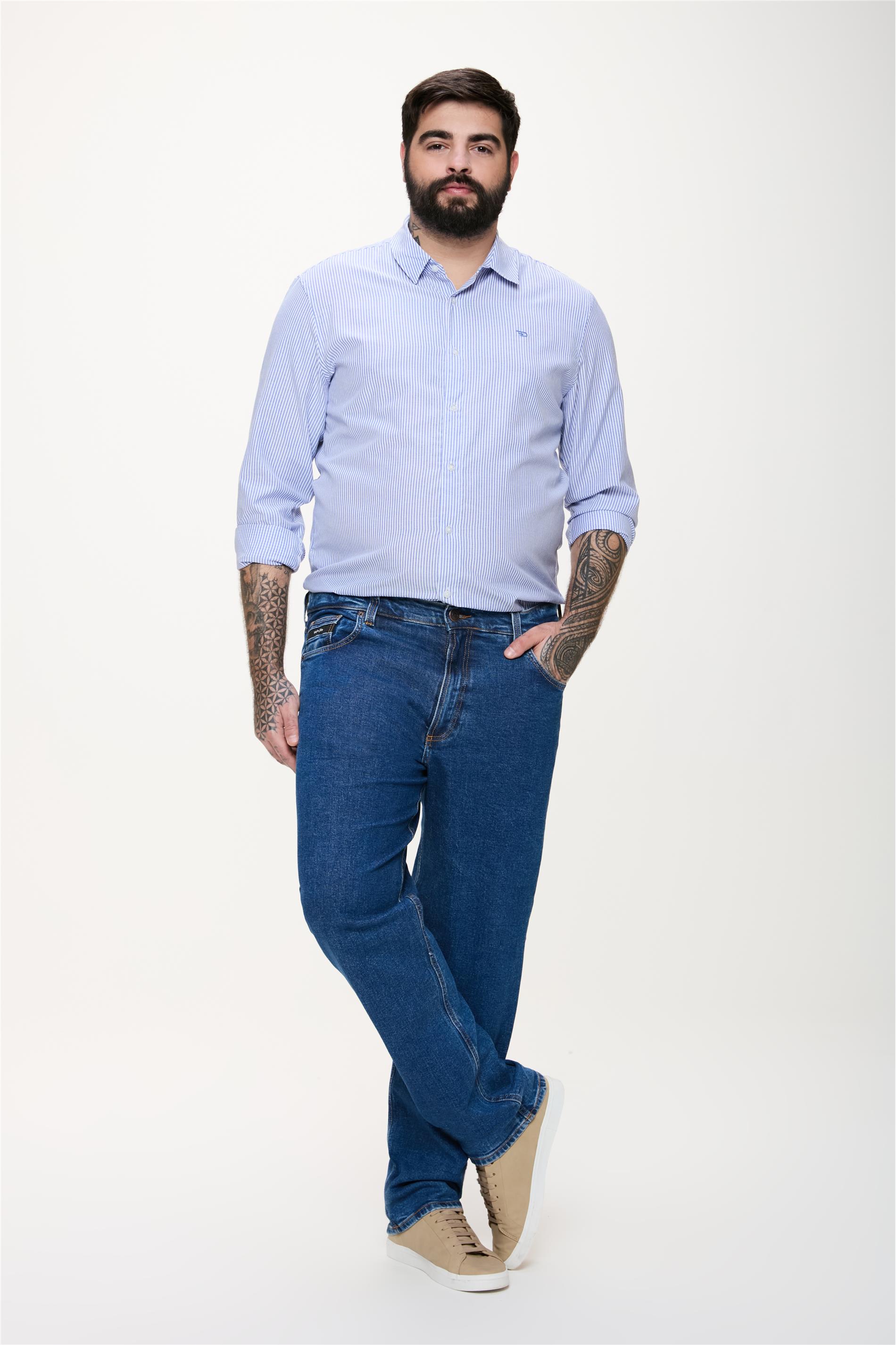 Calça Jeans Masculina Reta Plus Size