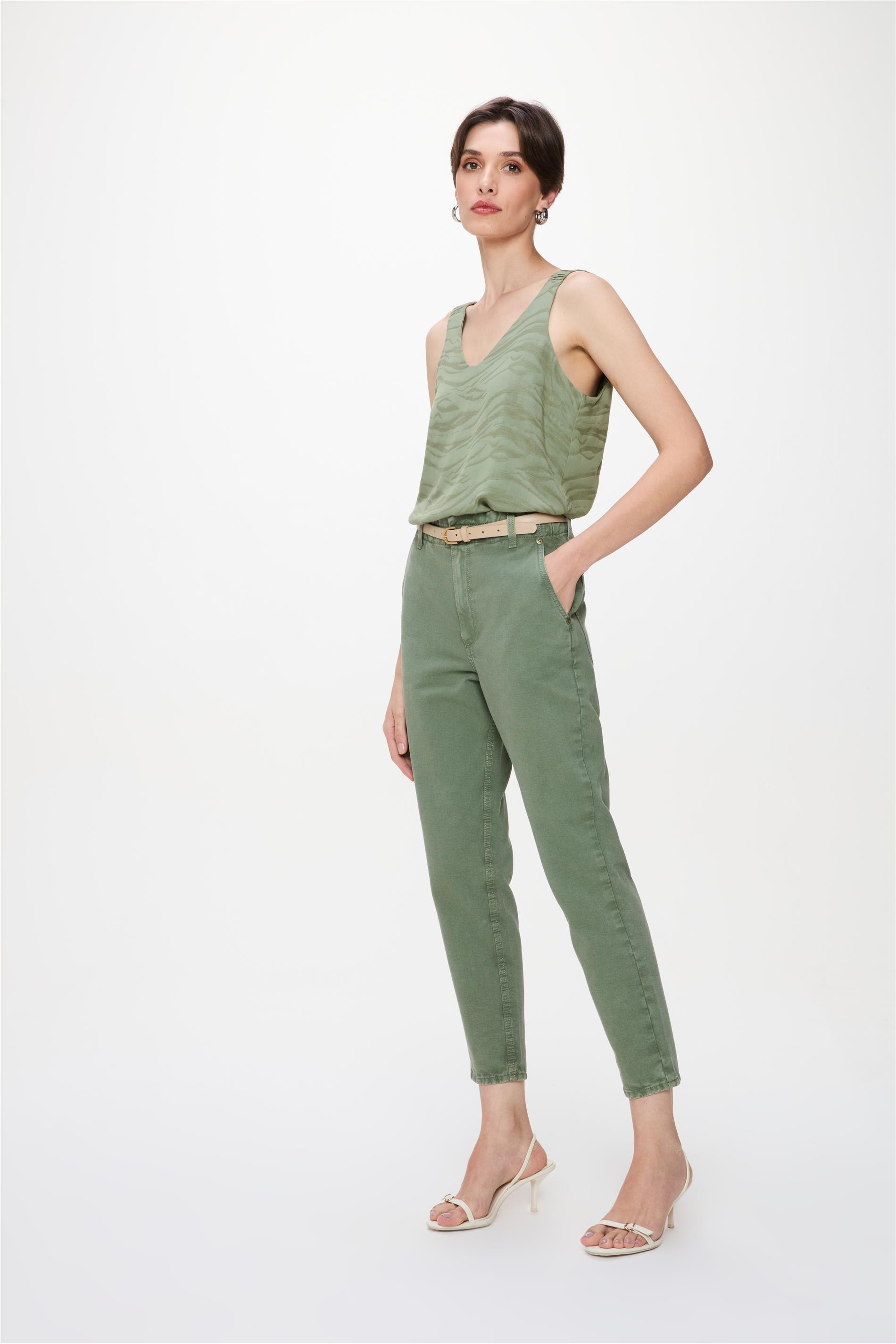 Calça de Sarja Slim G5 Cropped