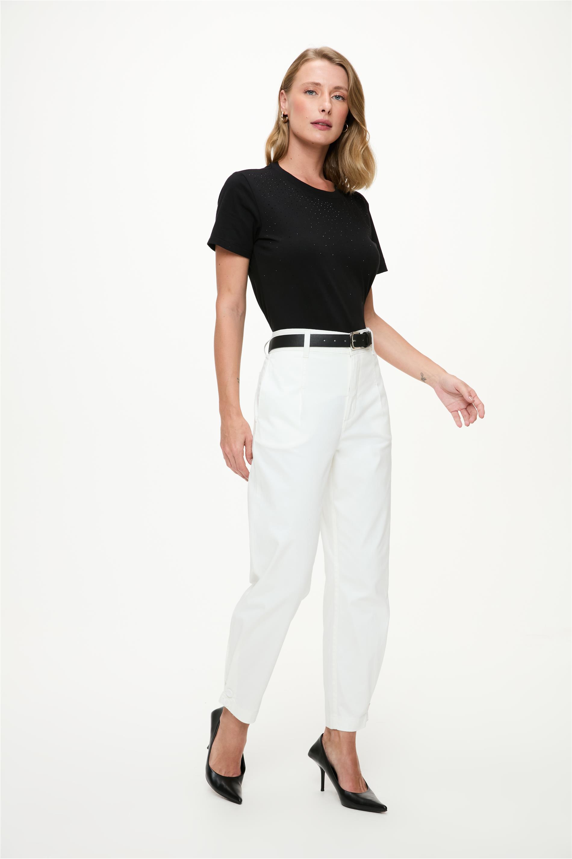 Calça Slim G5 Cropped Botões na Barra