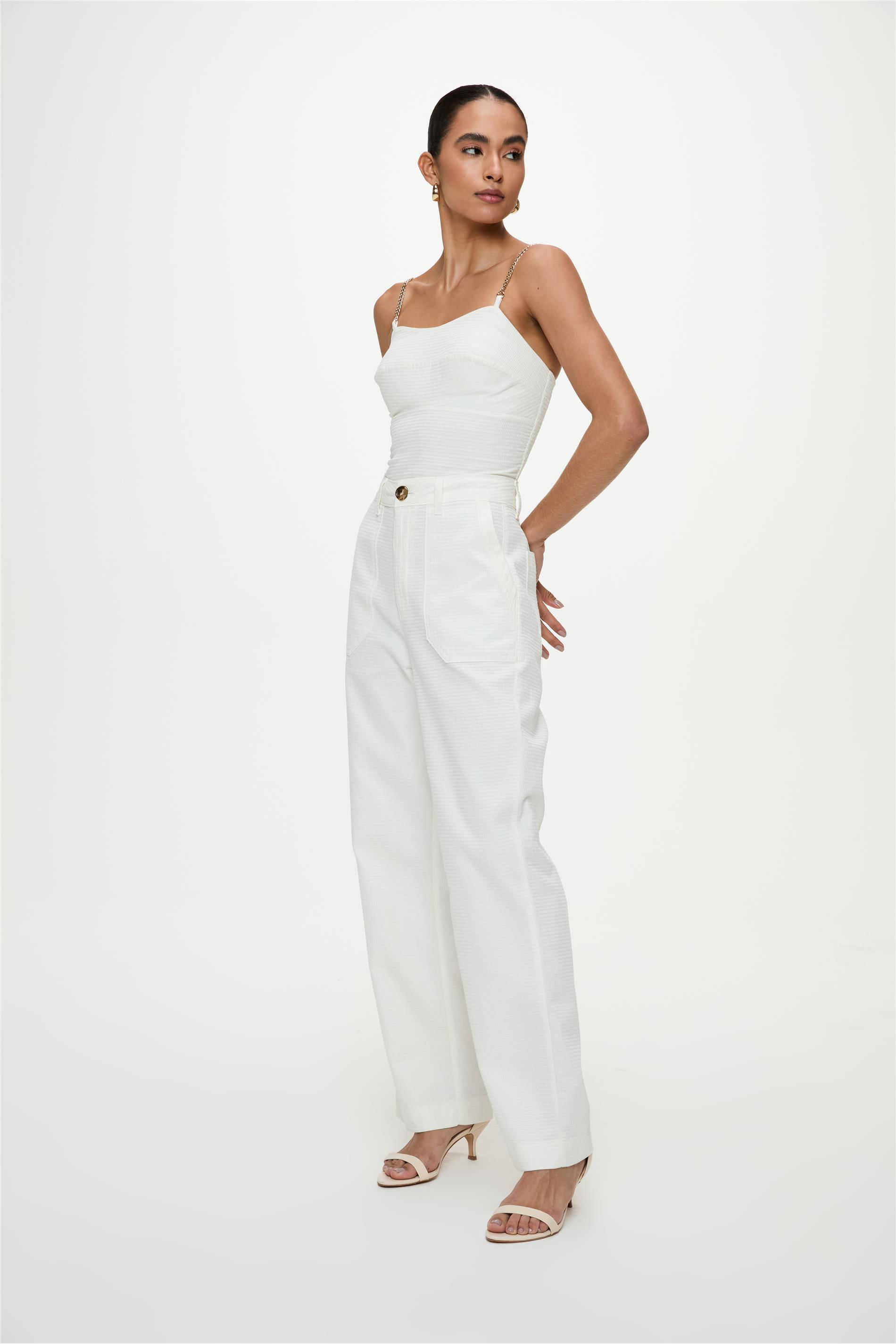 Calça Feminina Wide Leg G5 C1 Textura