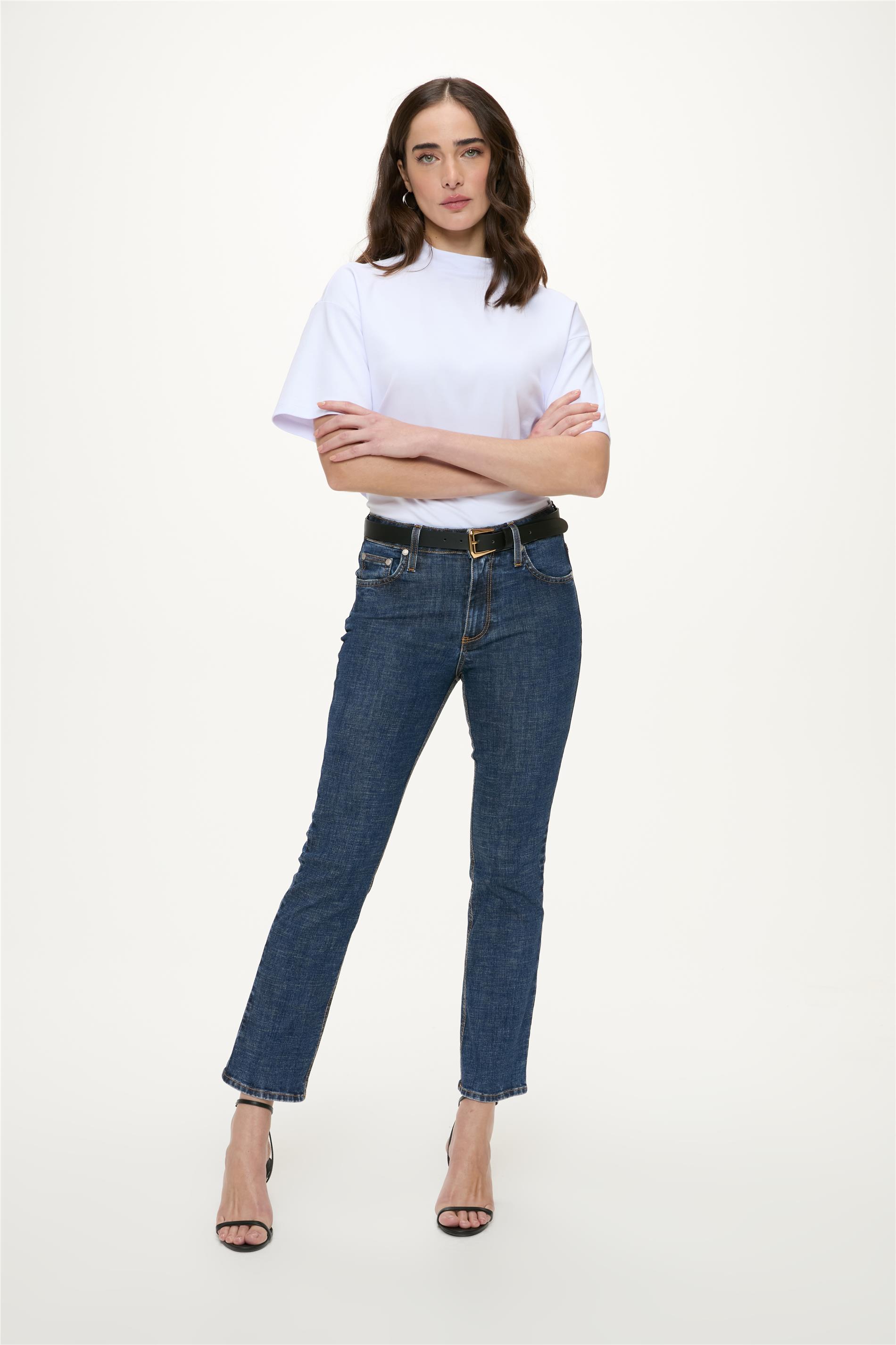Calça Jeans Reta G4 Cropped Feminina