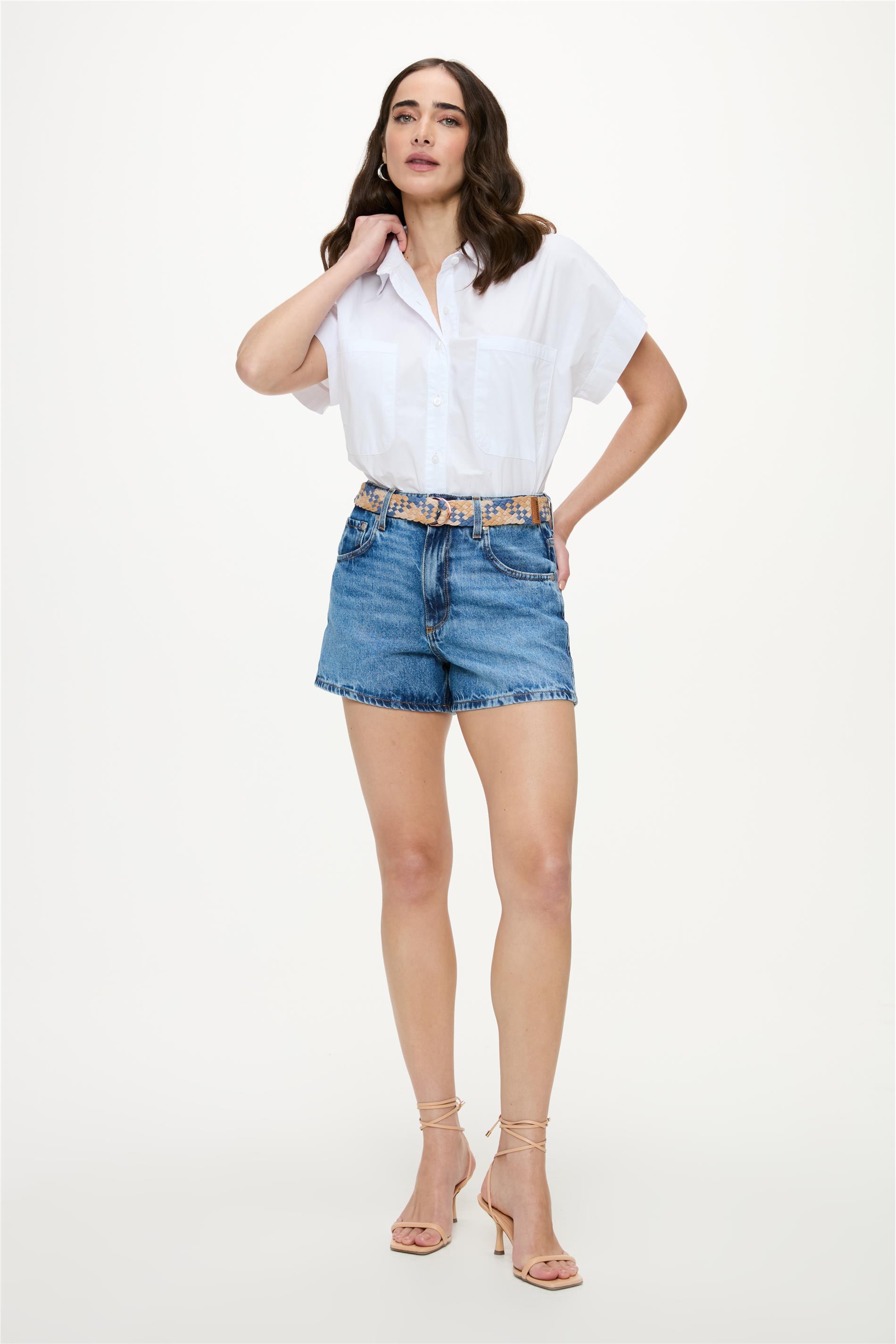 Short Jeans Mom G5 Médio Com Cinto