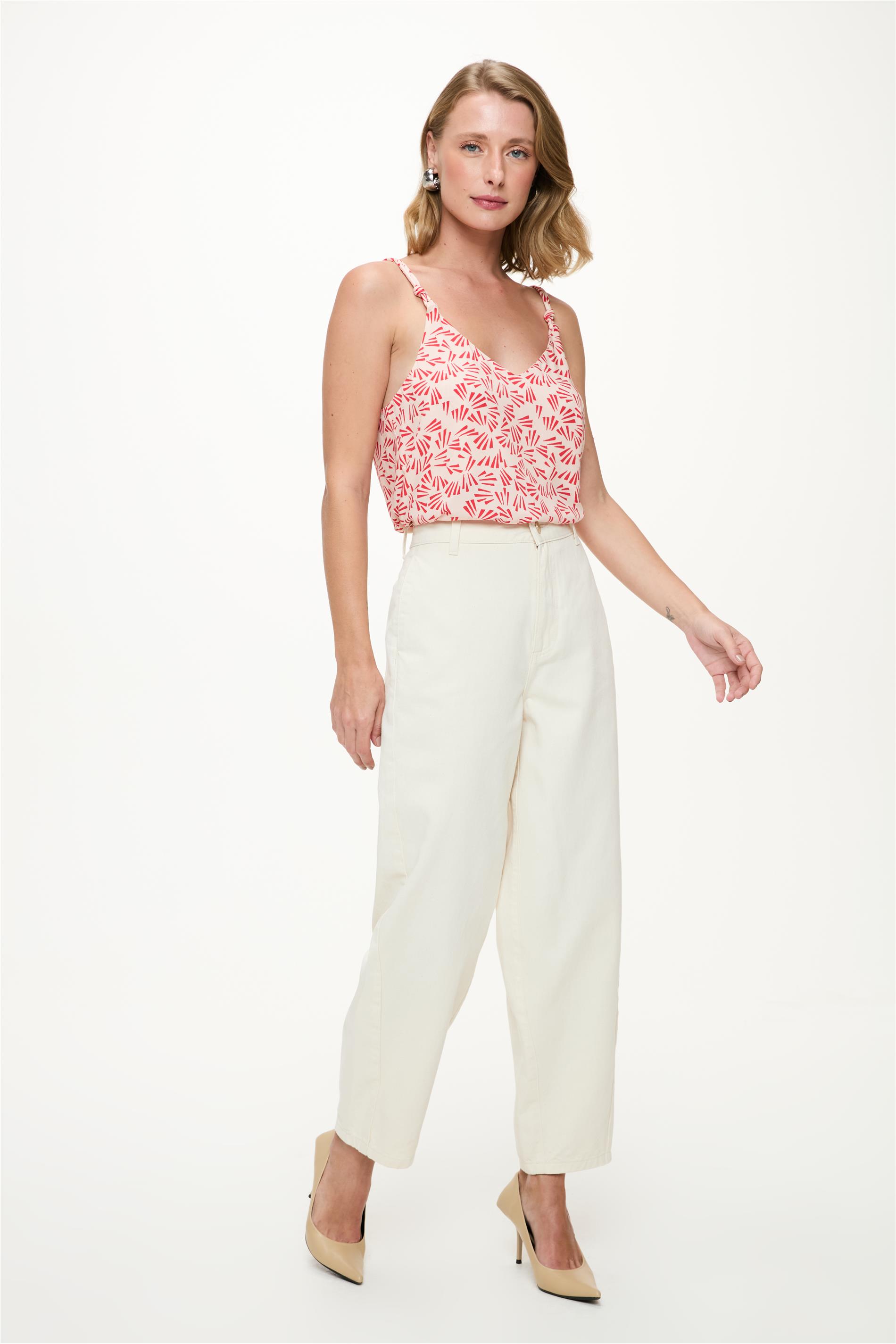 Calça Feminina Sarja Carrot G5 Cropped