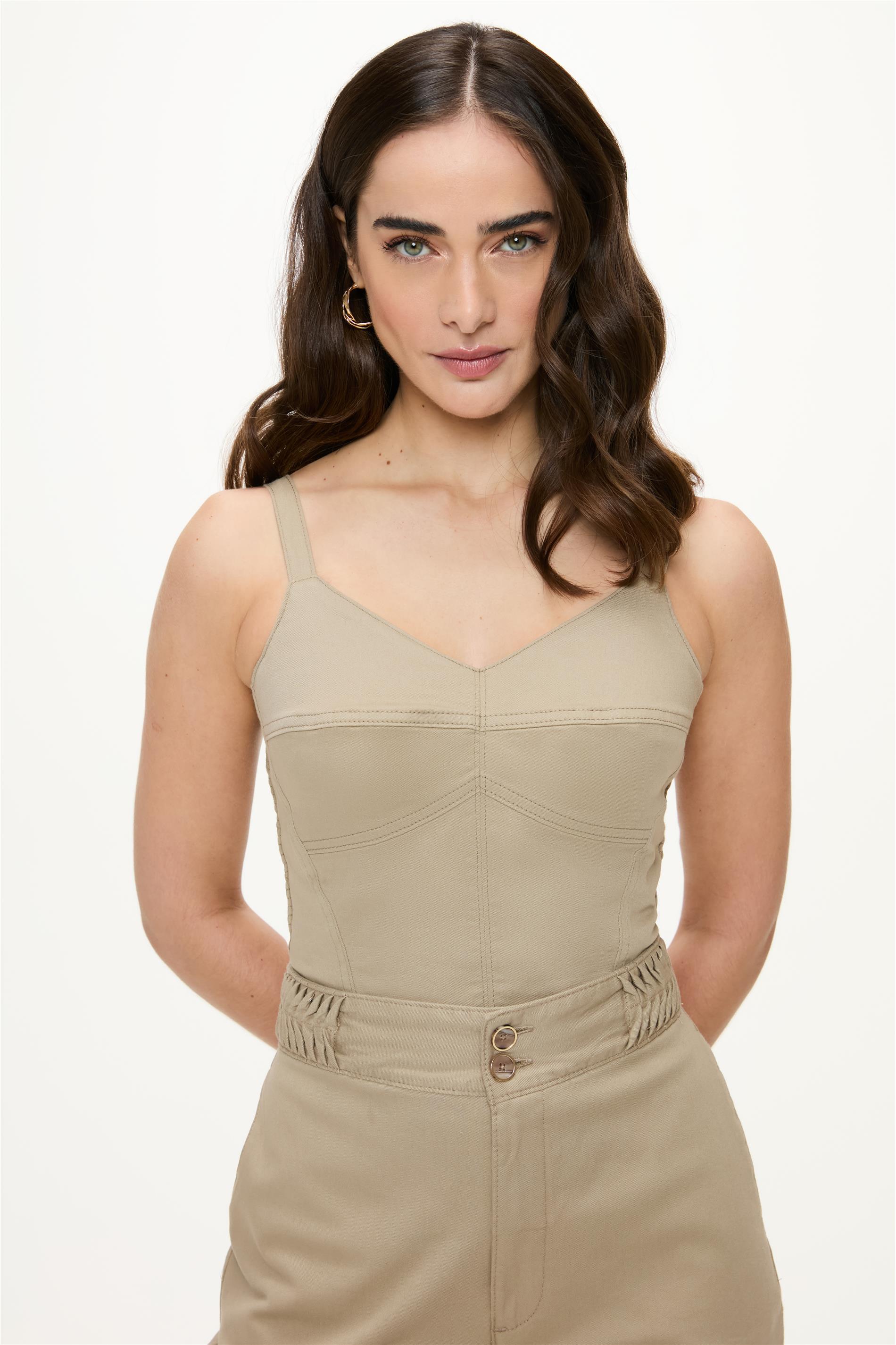 Blusa Top Estilo Corpete com Lastec