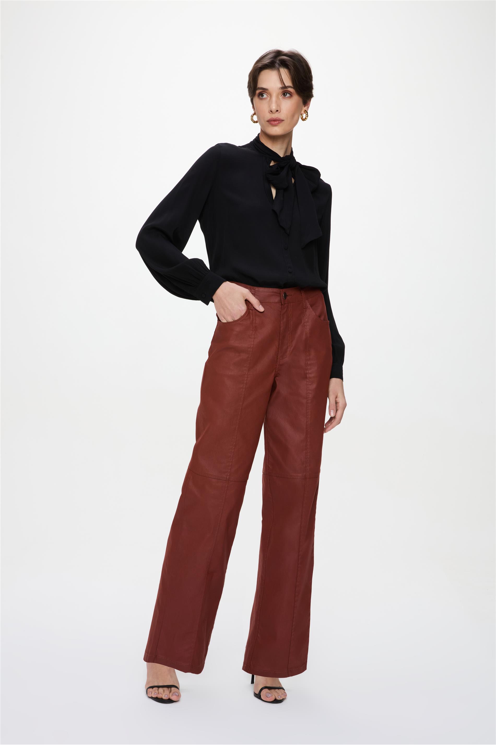 Calça Feminina Reta Resinada G5 C1