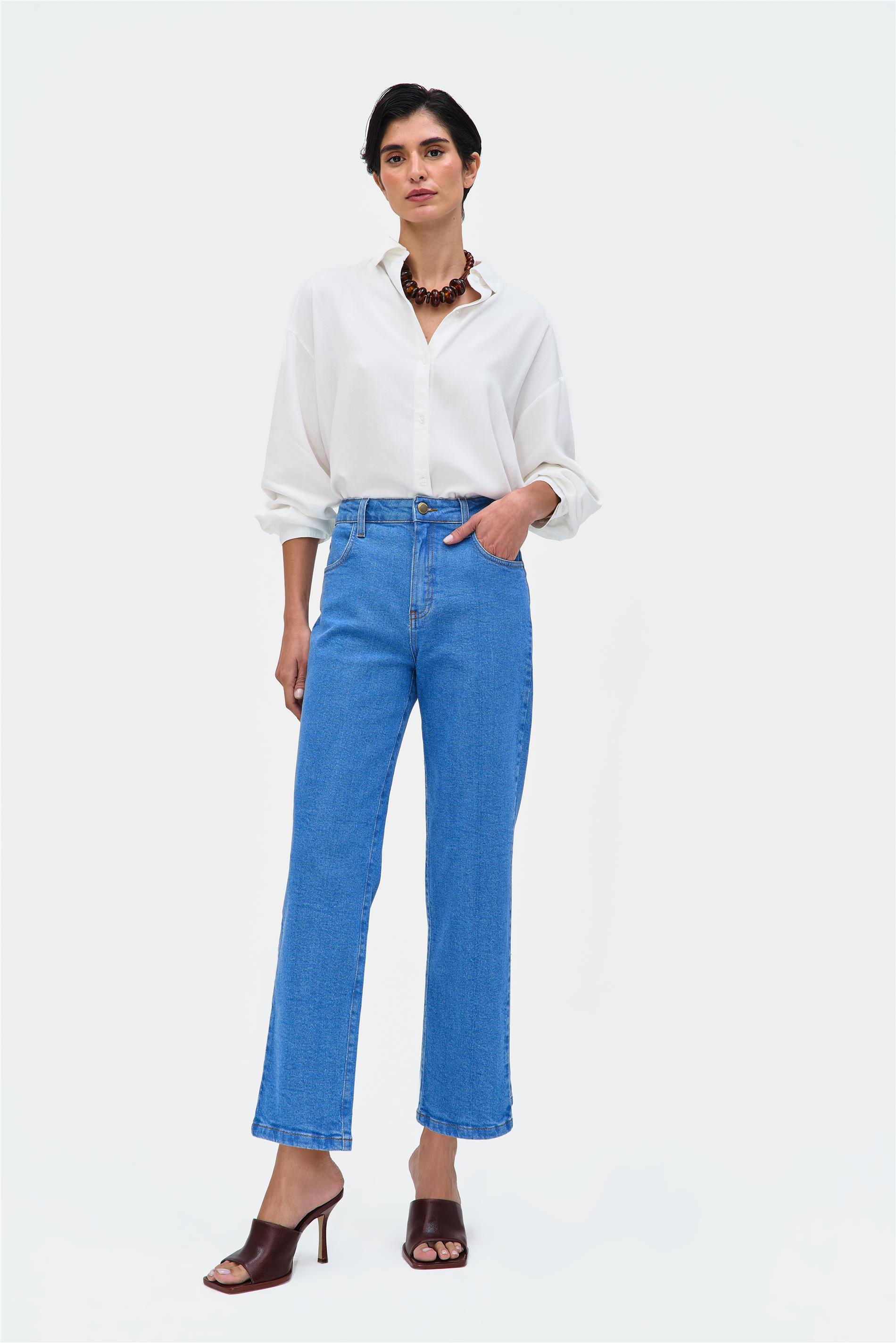 Calça Jeans Feminina Reta G4 Cropped