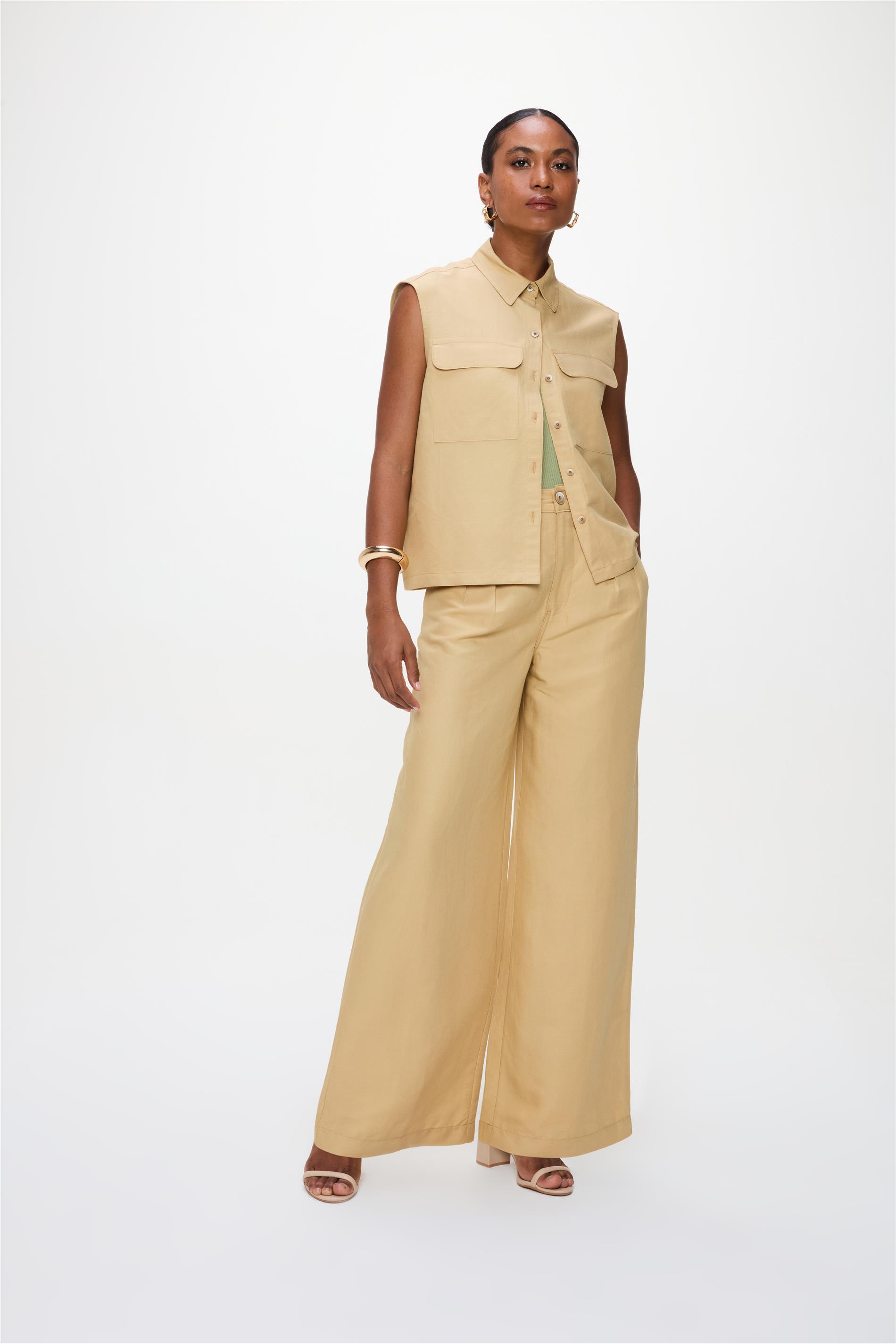 Calça Feminina Pantalona G5 C1 Linho