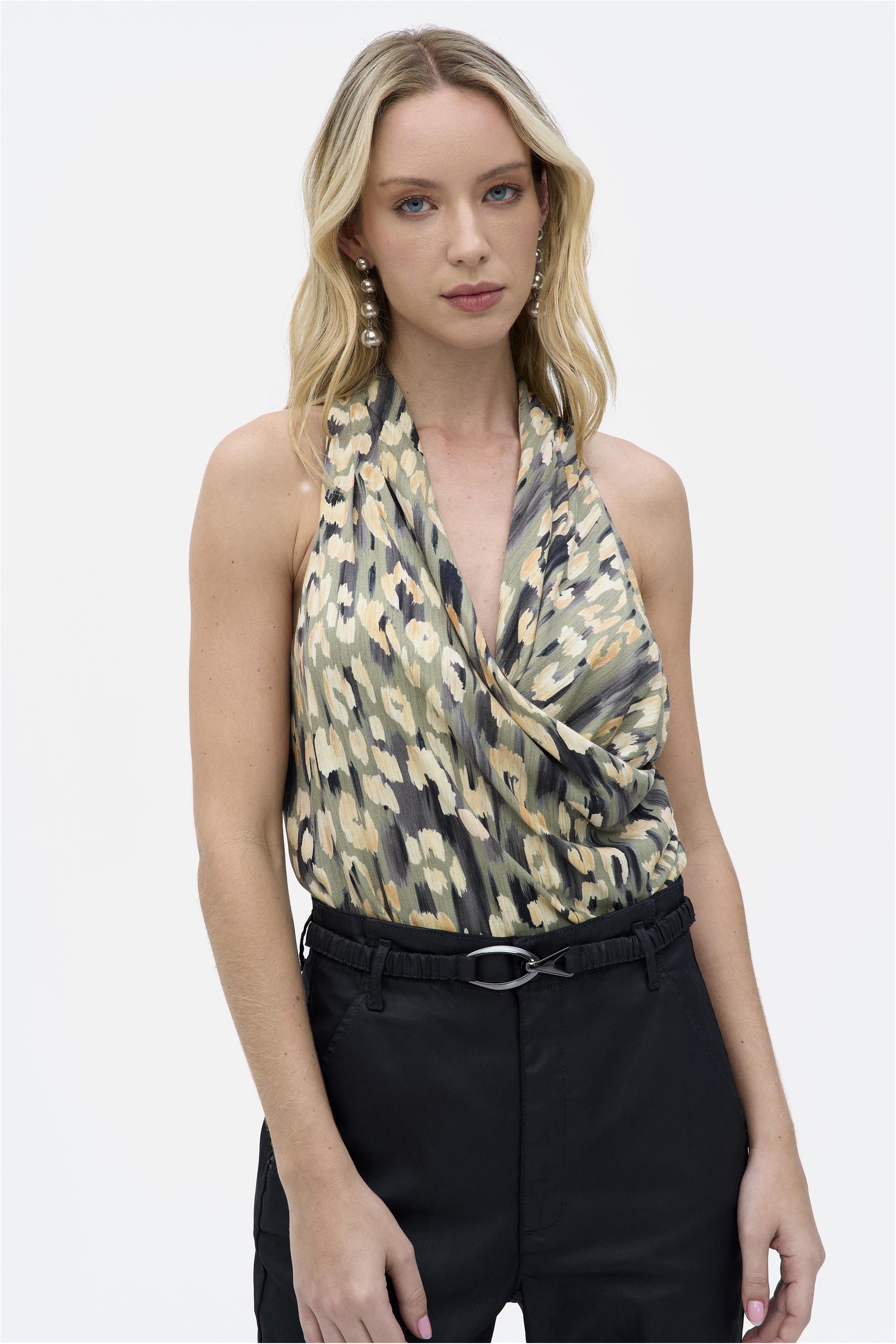 Blusa Animal Print Transpassada
