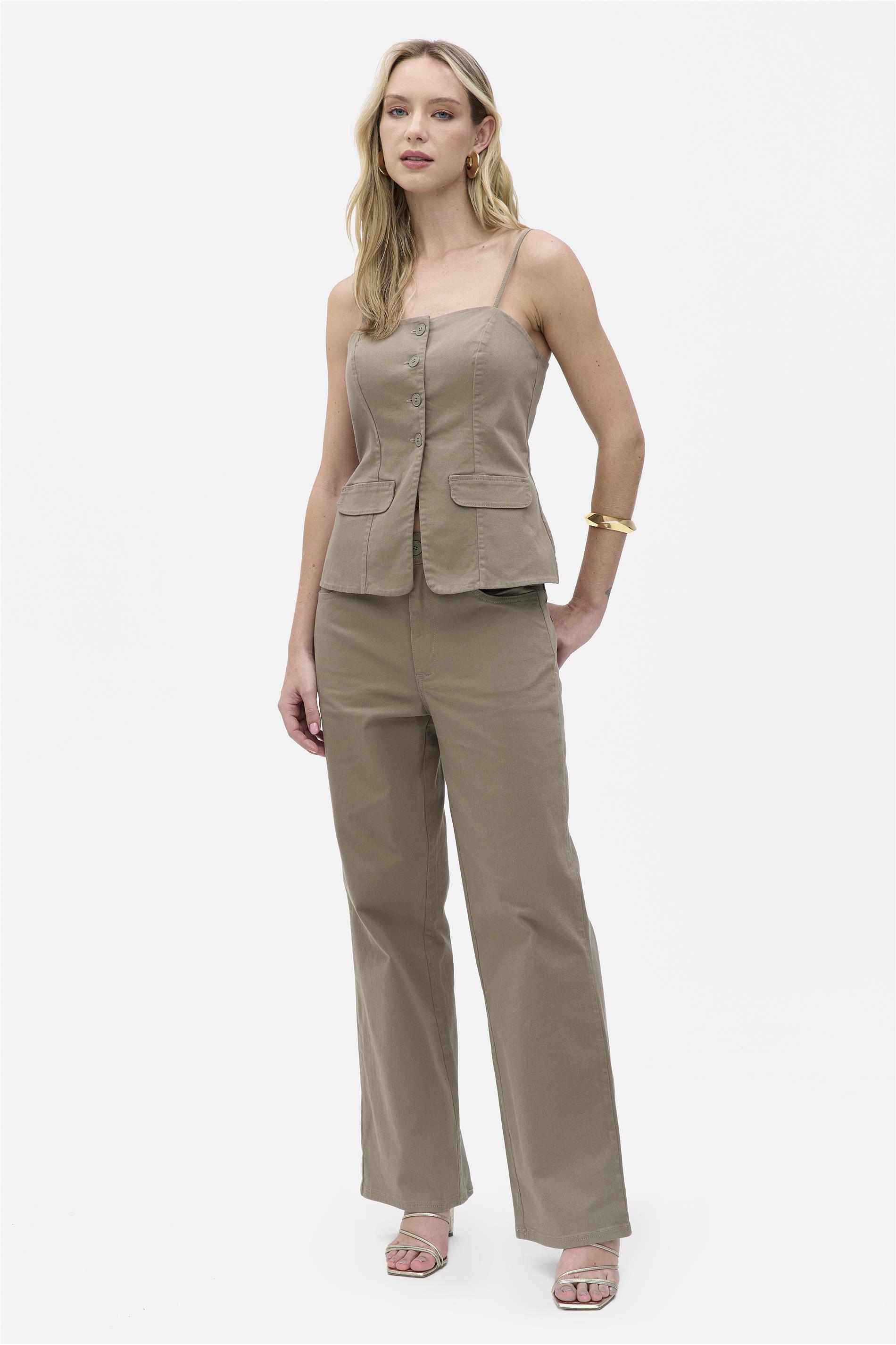 Calça de Sarja Wide Leg G5 C1 Feminina