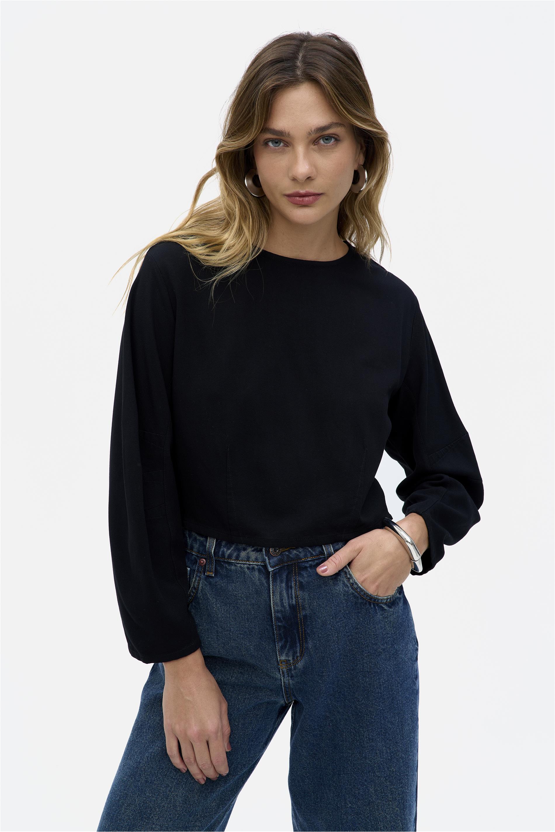 Blusa Tecido Plano com Zíper Lateral