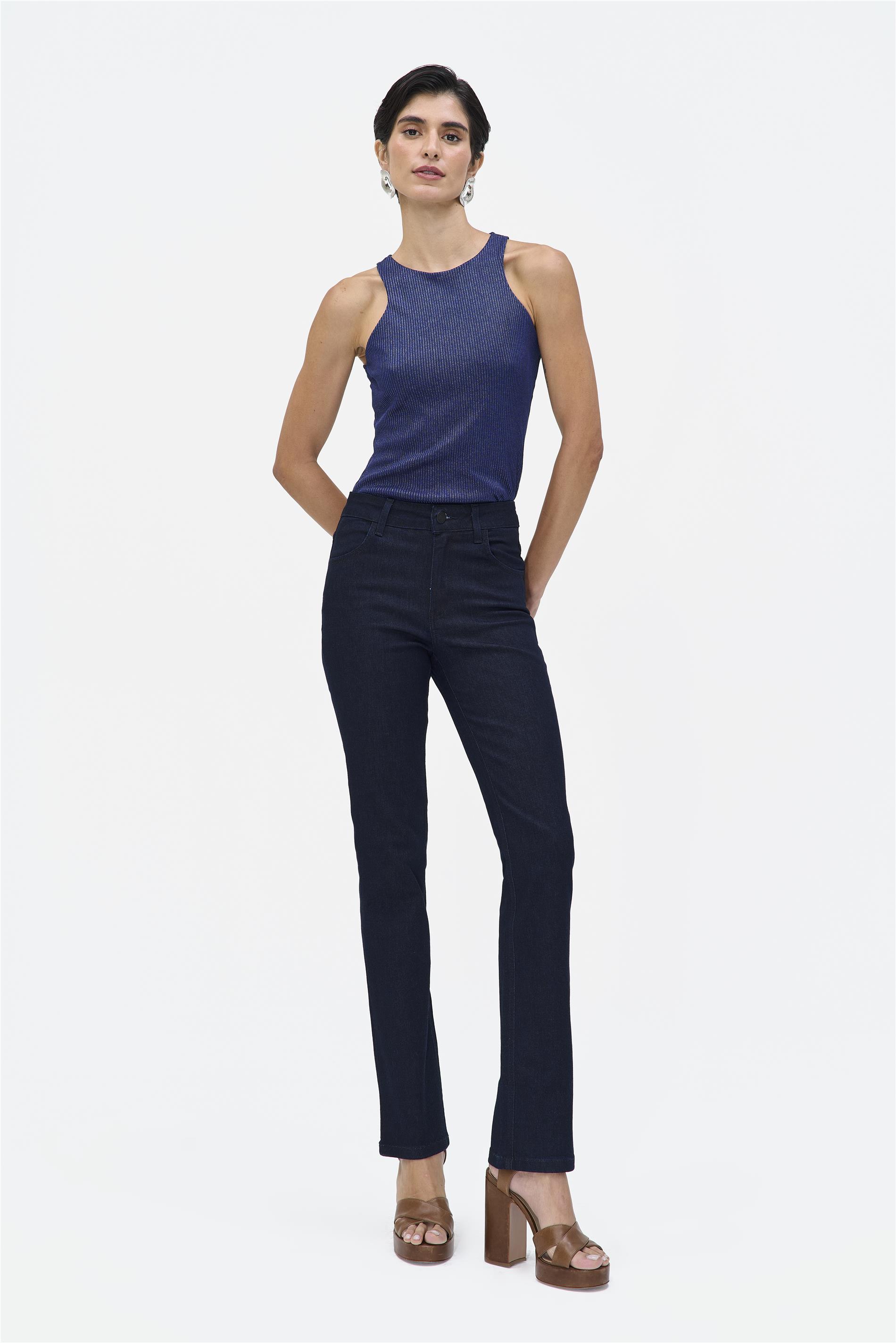 Calça Jeans Feminina Reta G4 C1 Escura