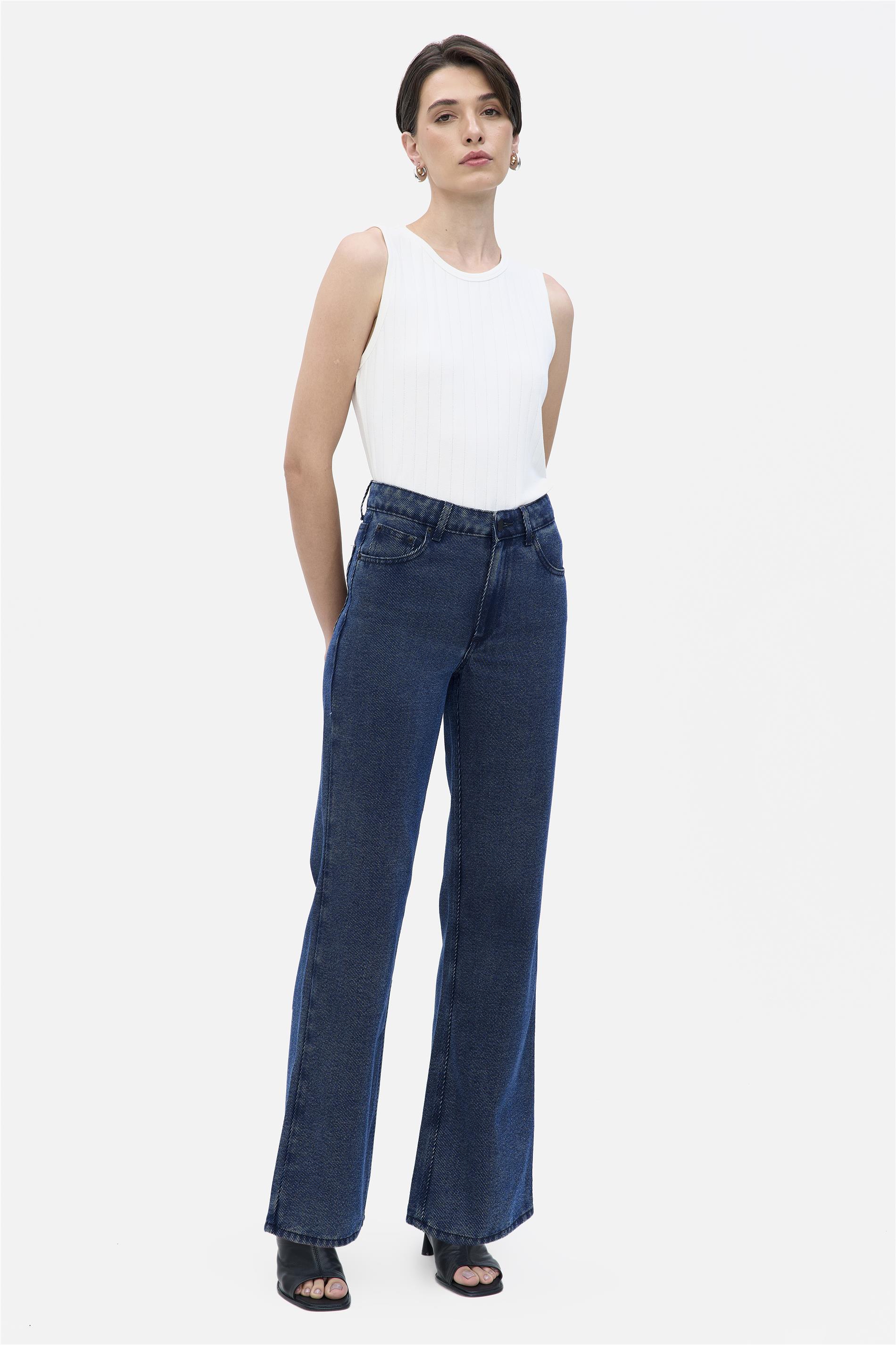 Calça Jeans Feminina reta G5 C1 Sarjada