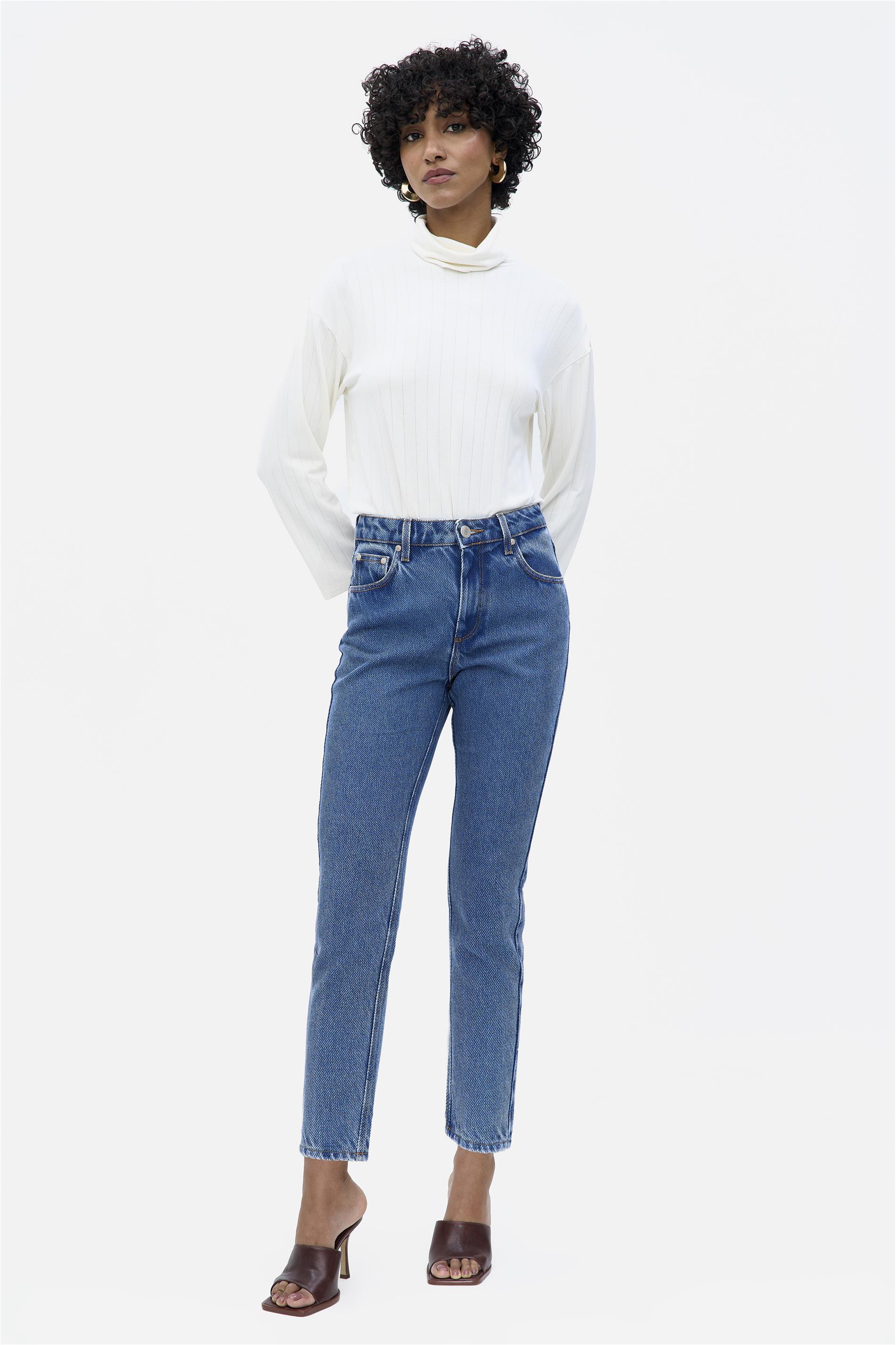Calça Jeans Mom G4 Cropped Azul Médio