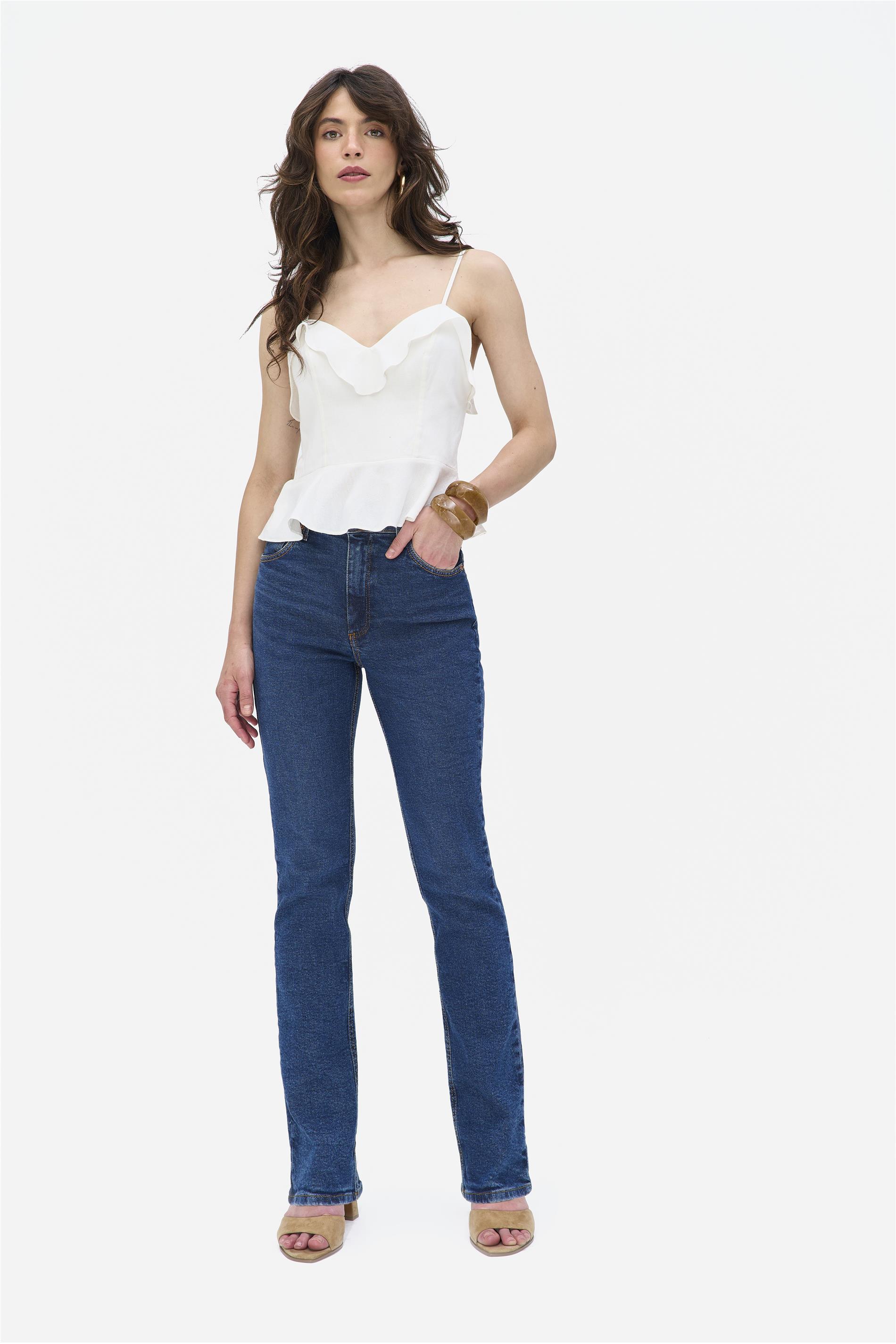 Calça Jeans Reta G5 C1 Feminina Escura