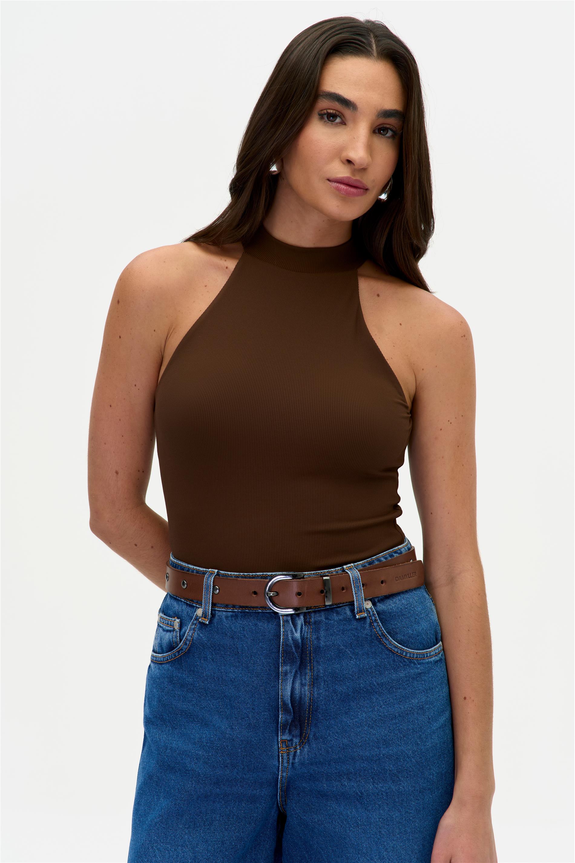 Blusa Cropped Malha Canelada Justa