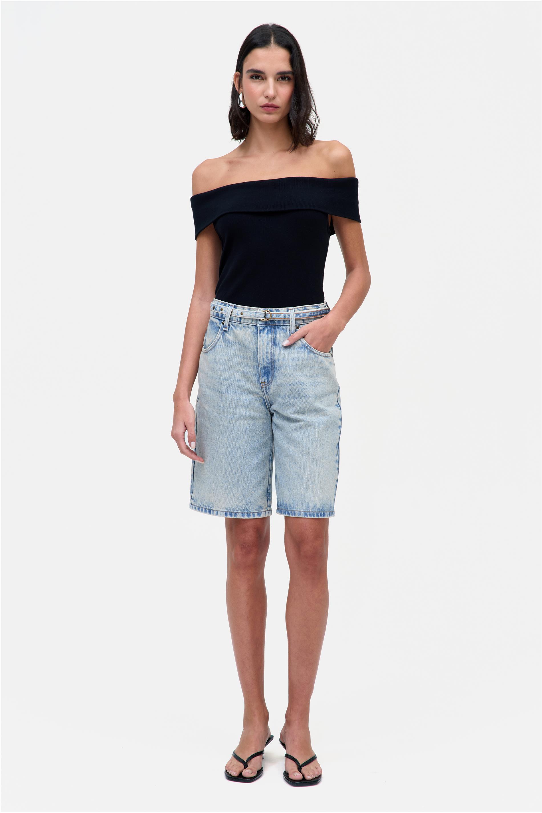 Bermuda Jeans Solta com Cinto G4 C25