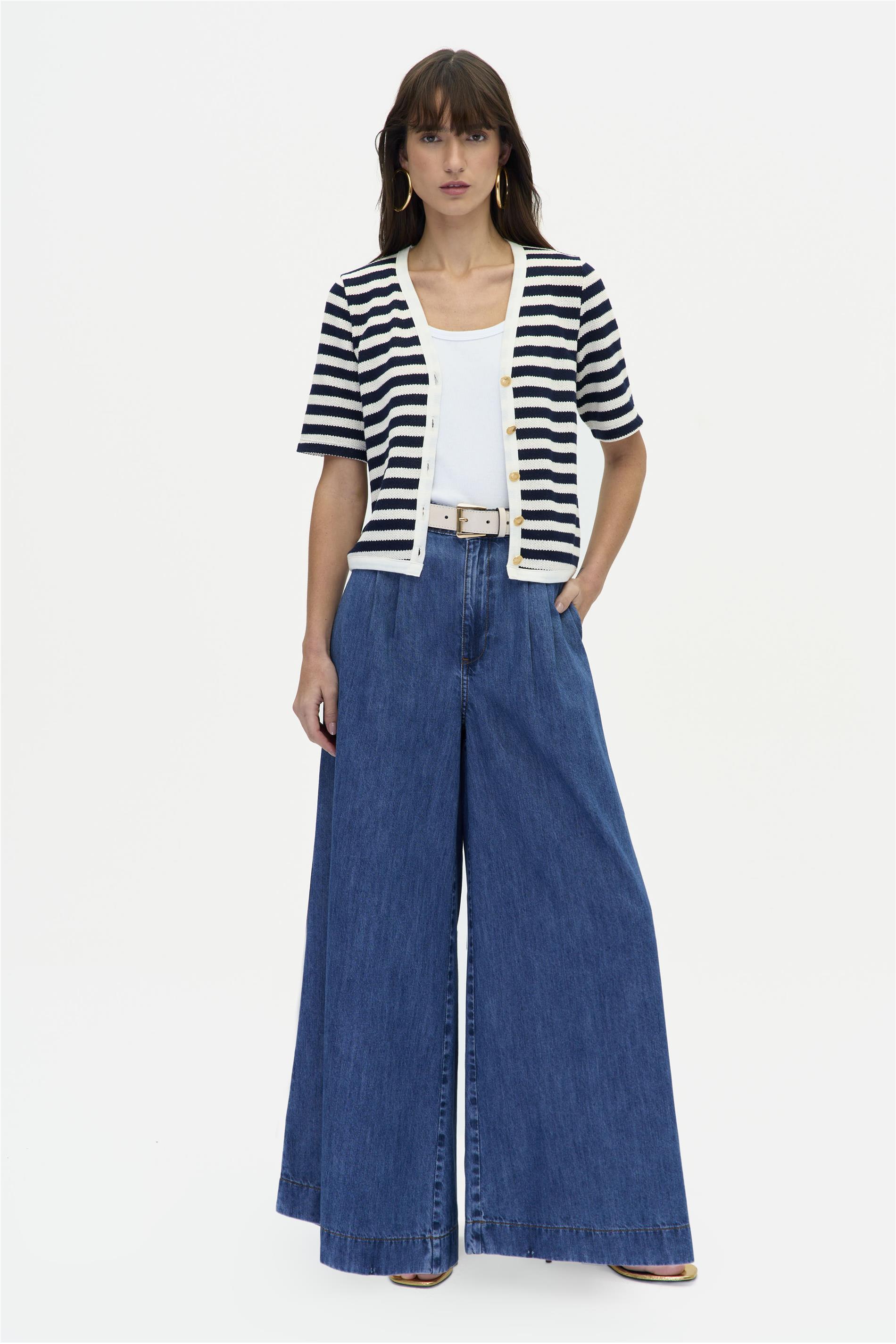 Calça Jeans Pantalona G5 C2 Pregas