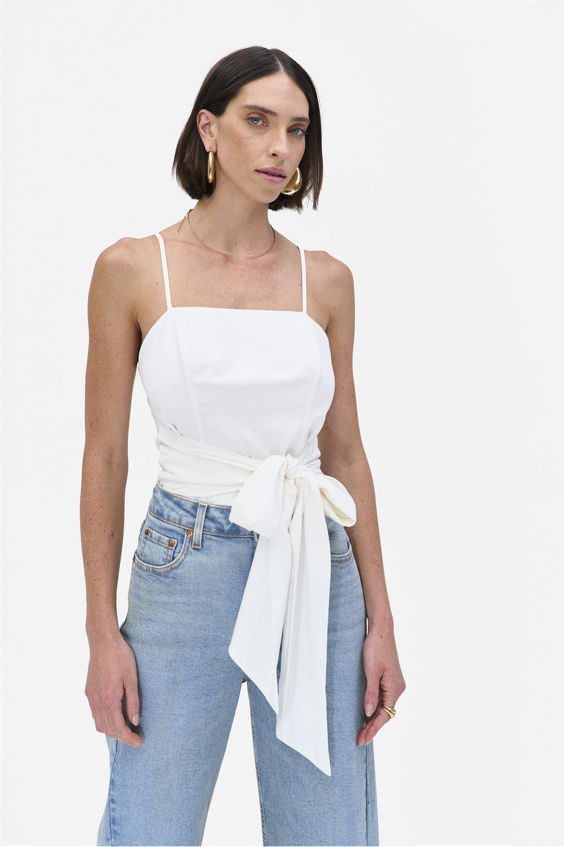 Blusa Tecido Duplo com Faixa